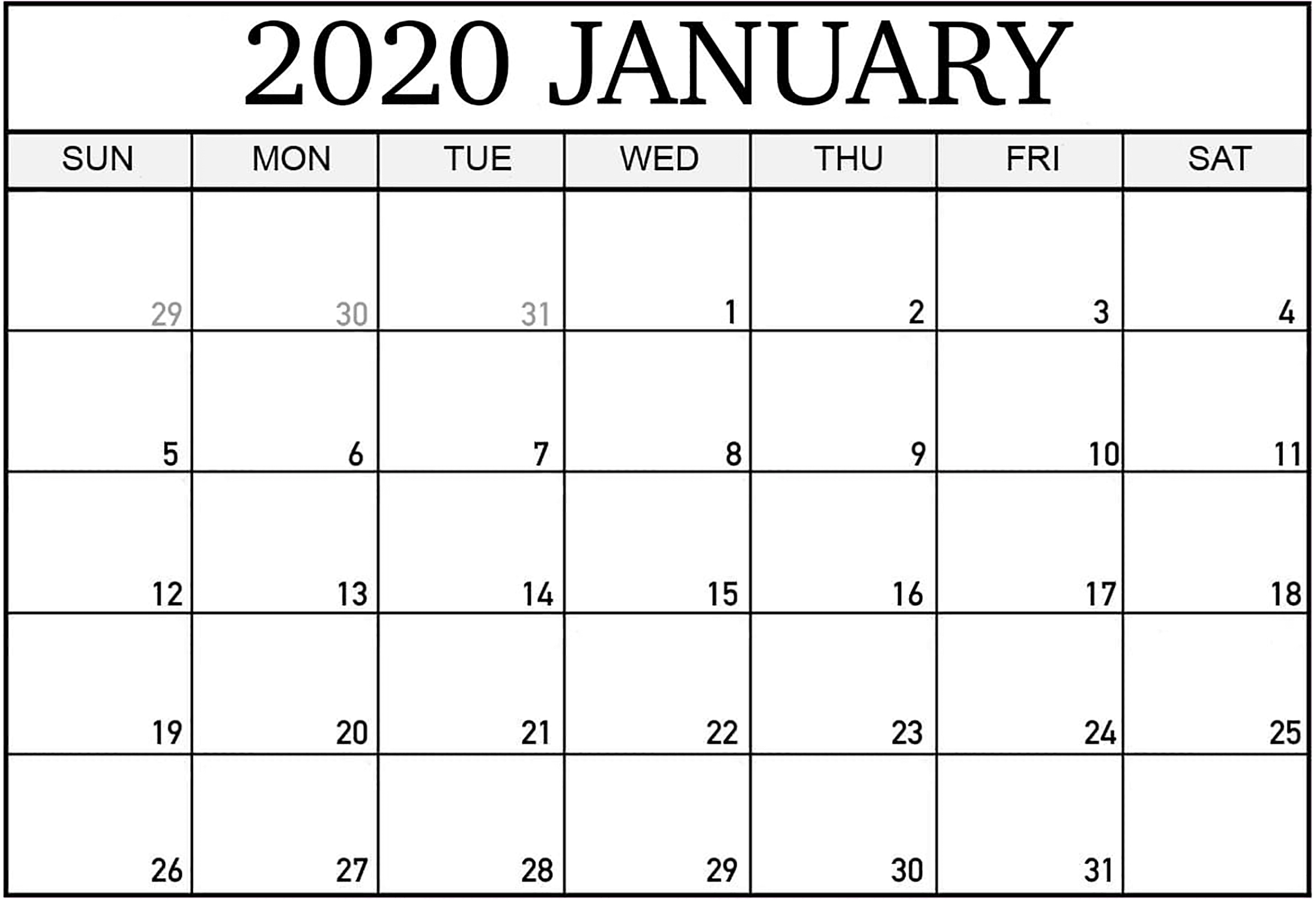 Cute January 2020 Calendar Template Word Monthly Calendar Template In Word