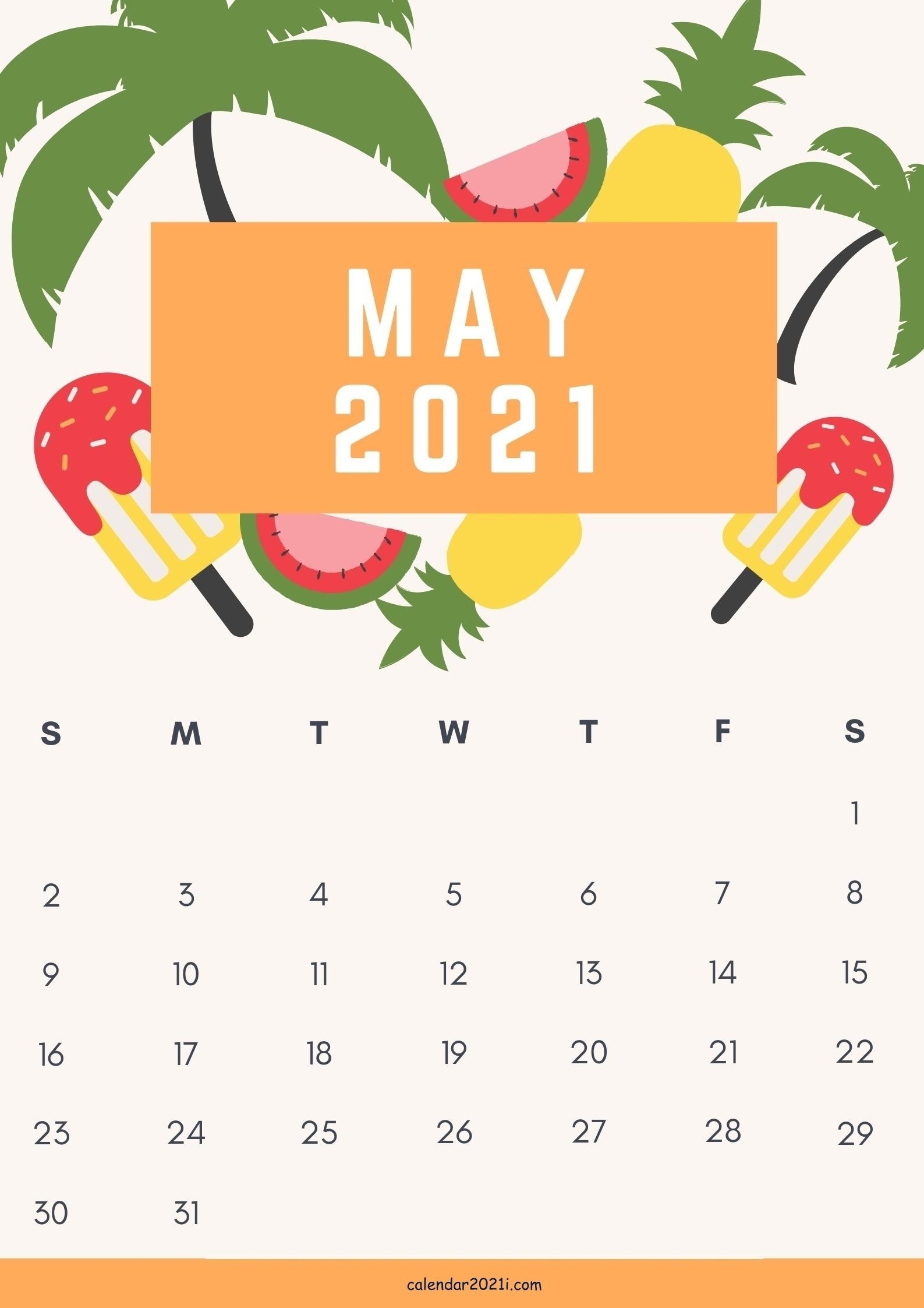 Cute May 2021 Calendar Design Template Free Download Free Calendar Design Template
