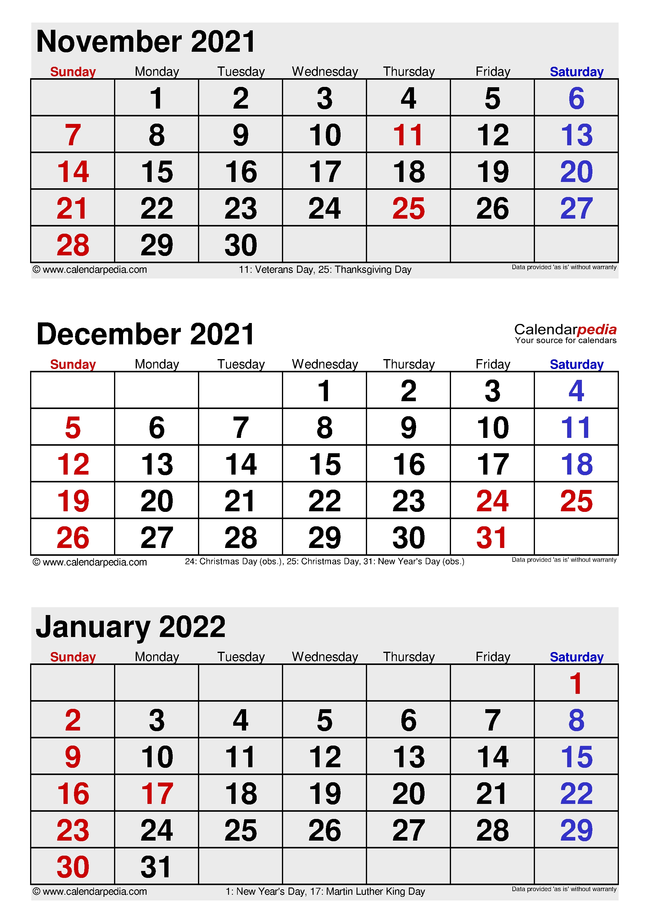 December 2021 Calendar | Templates For Word, Excel And Pdf 3 Month Editable Calendar 2021