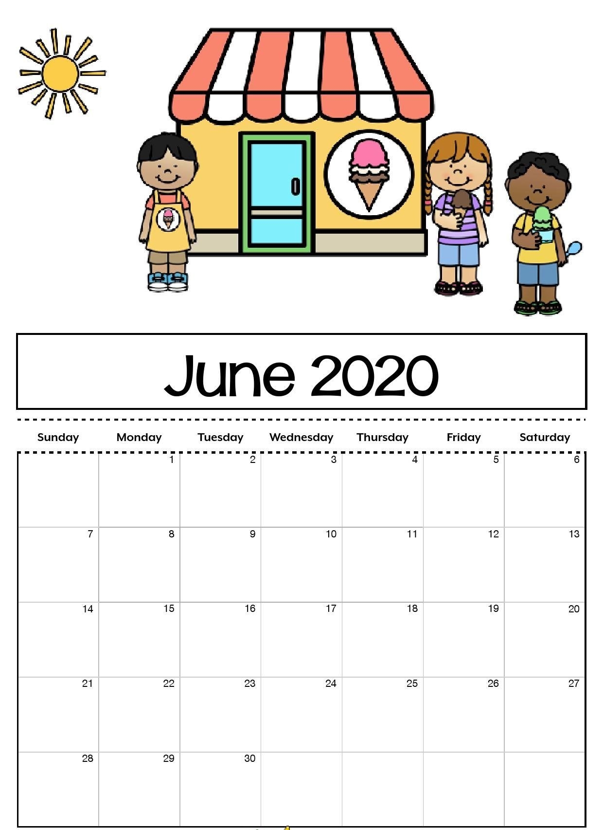 Download June 2020 Printable Calendar For Kids | Kids Printable Kindergarten Calendar Template