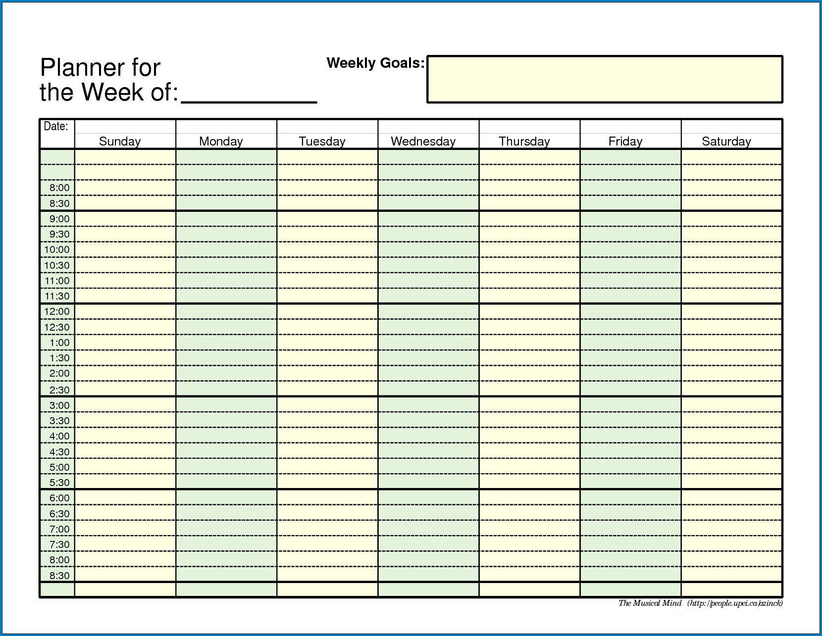 √ Free Printable Best Weekly Planner Template | Templateral Free 7 Day Week Calendar Template