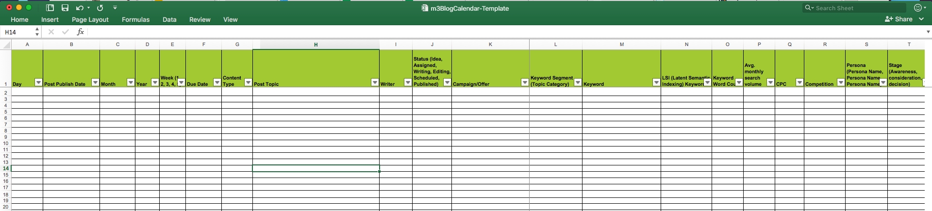 Editorial Calendar Templates For Content Marketing: The Calendar Template On Excel