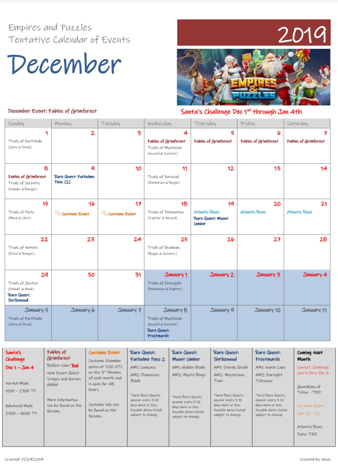 Empires And Puzzles Events Calendar 2021 Printable Blank Calendar