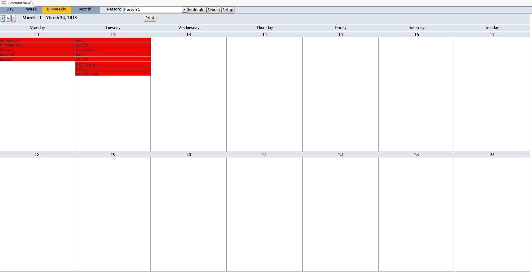 Enhanced Calendar Scheduling Database Template | Calendar Access Calendar Report Template