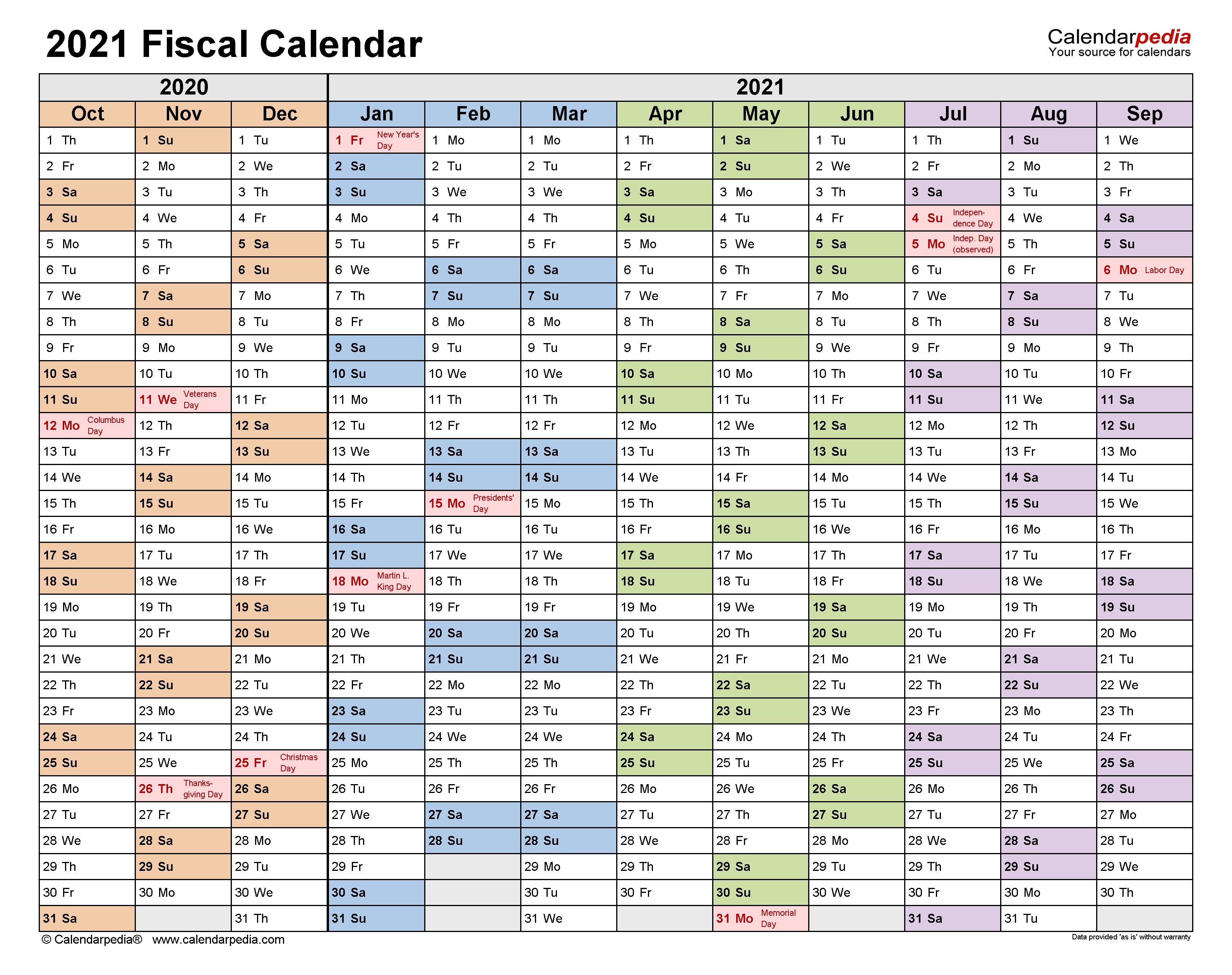 Fiscal Calendars 2021 - Free Printable Pdf Templates Q4 Calendar 2021