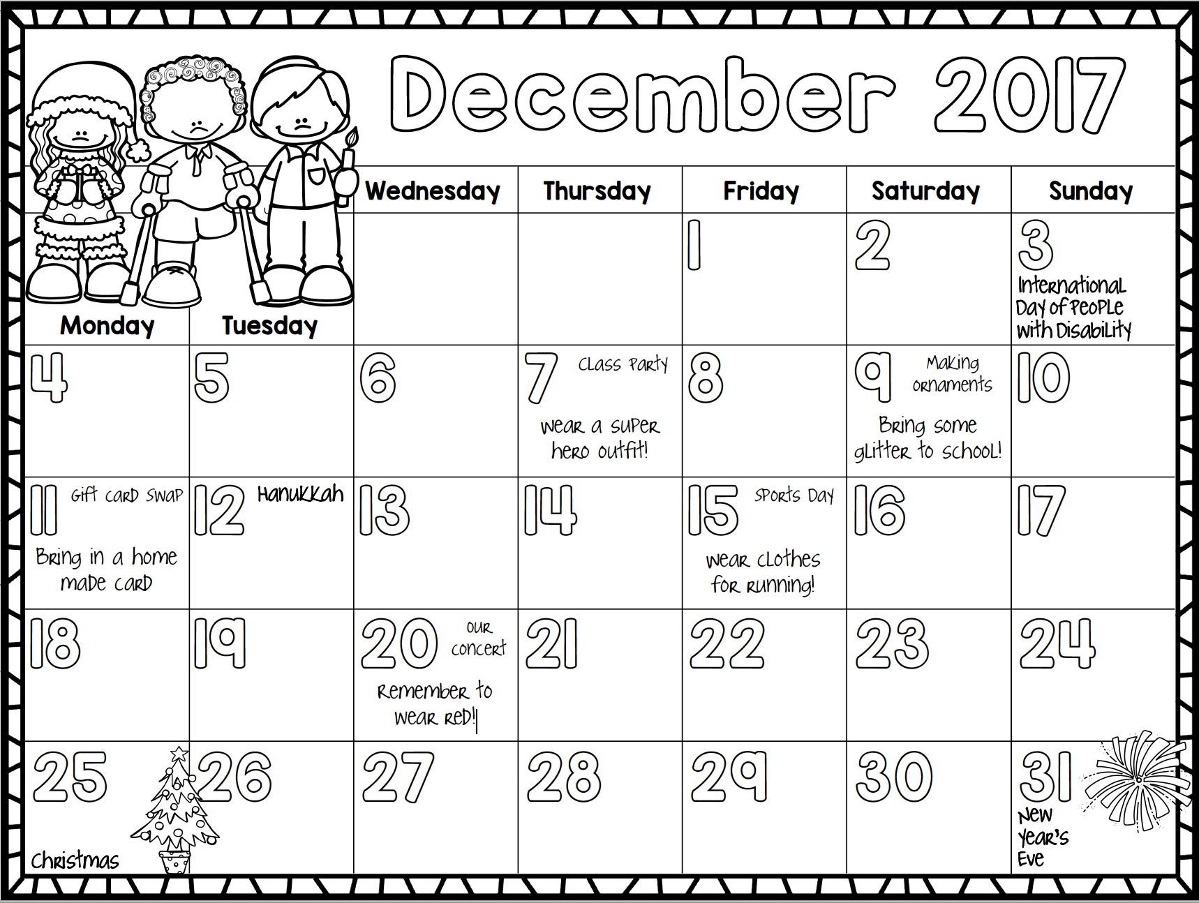 Free 2017 Monthly Calendar For Kids | Liz&#039;S Early Learning F&amp;N Menu Calendar Templates