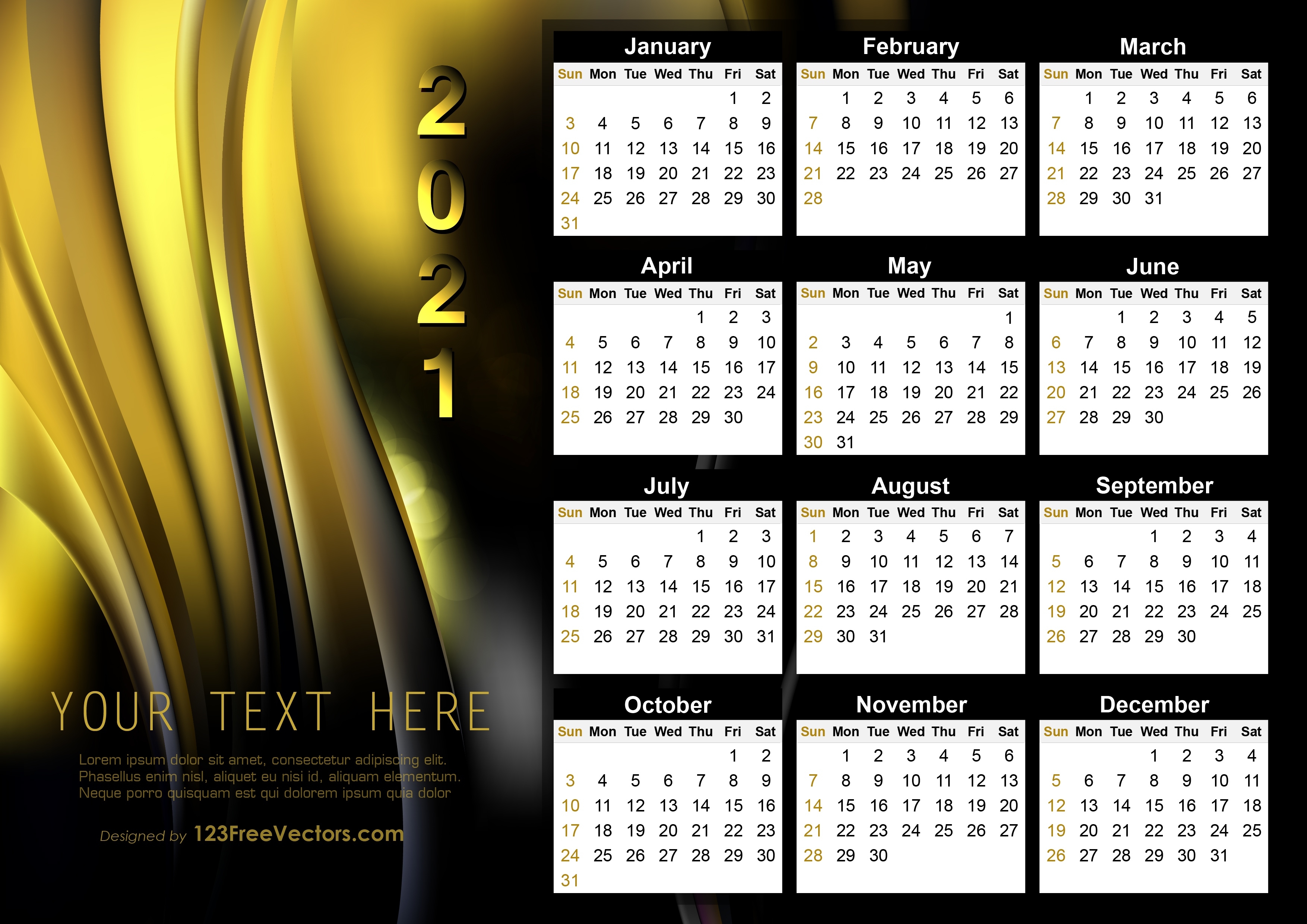 Free 2021 Calendar Design Template Free Calendar Design Template
