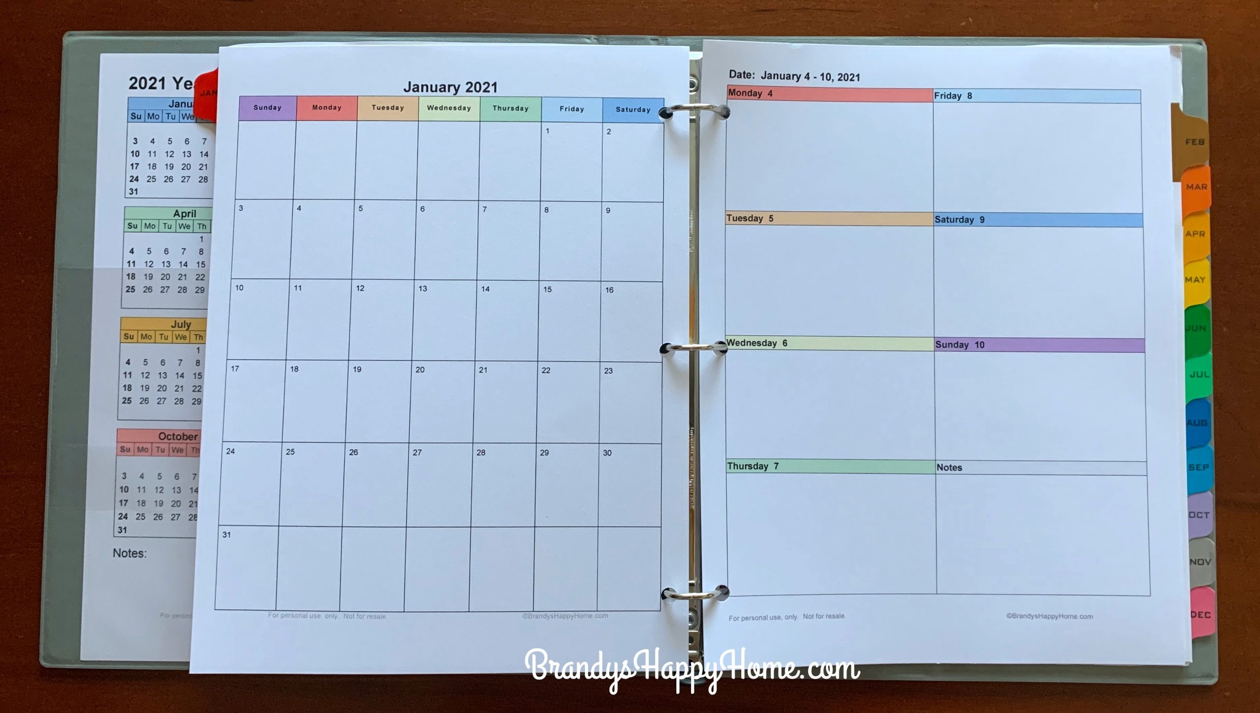 Free 2021 Calendar Planner Printables Calendar Template For 3 Ring Binder