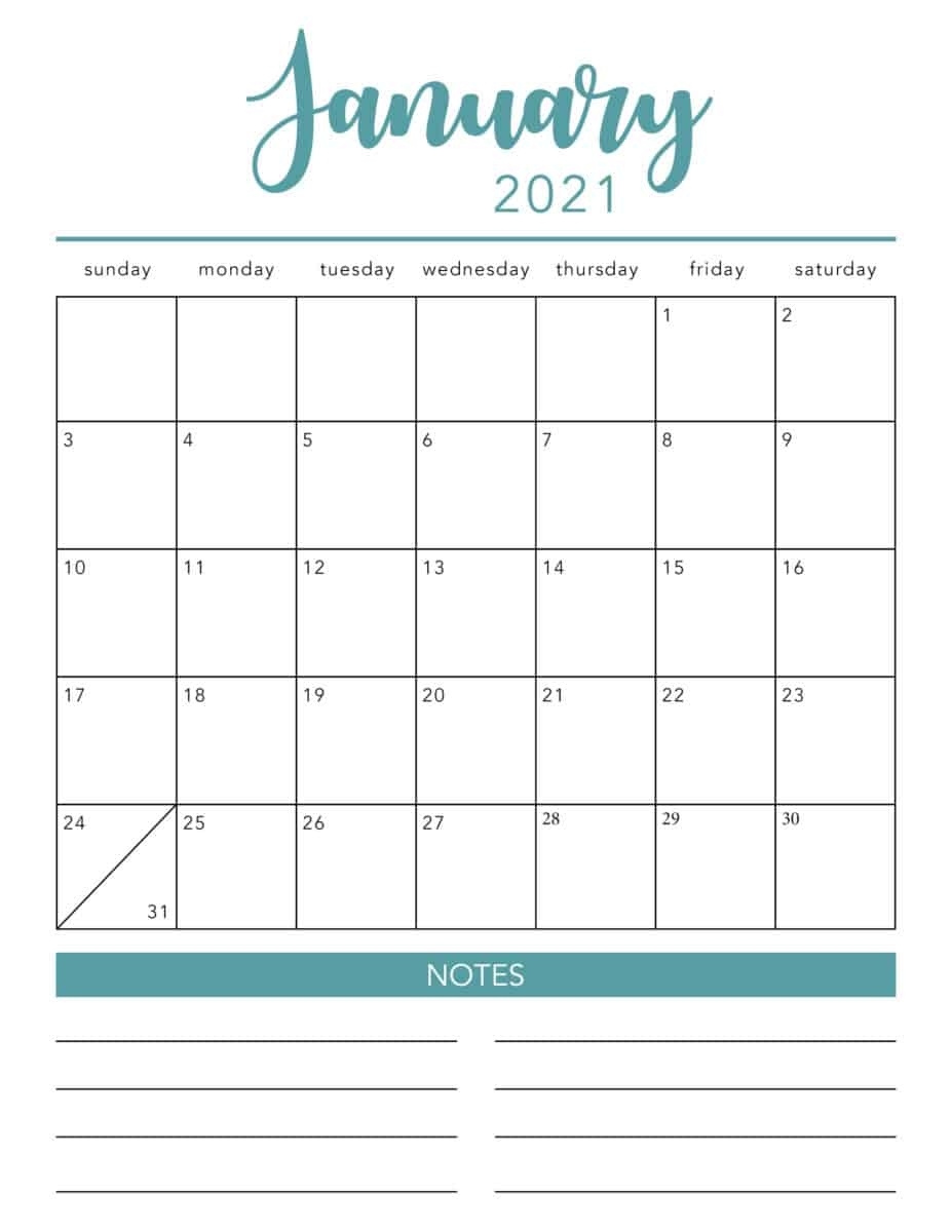 Free 2021 Printable Calendar Template (2 Colors!) - I Heart Free Printable Calendars 2021 With Lines