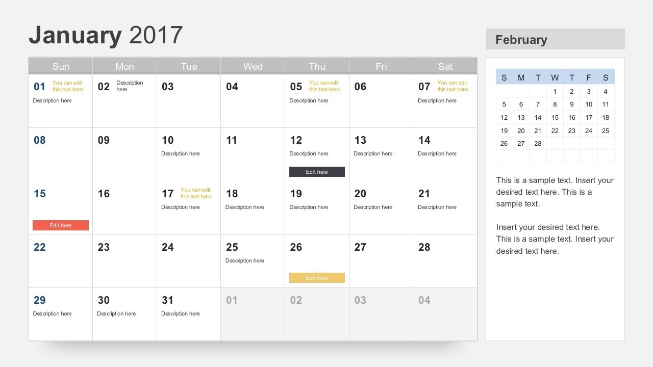 Free Calendar 2017 Template For Powerpoint Calendar Template In Powerpoint
