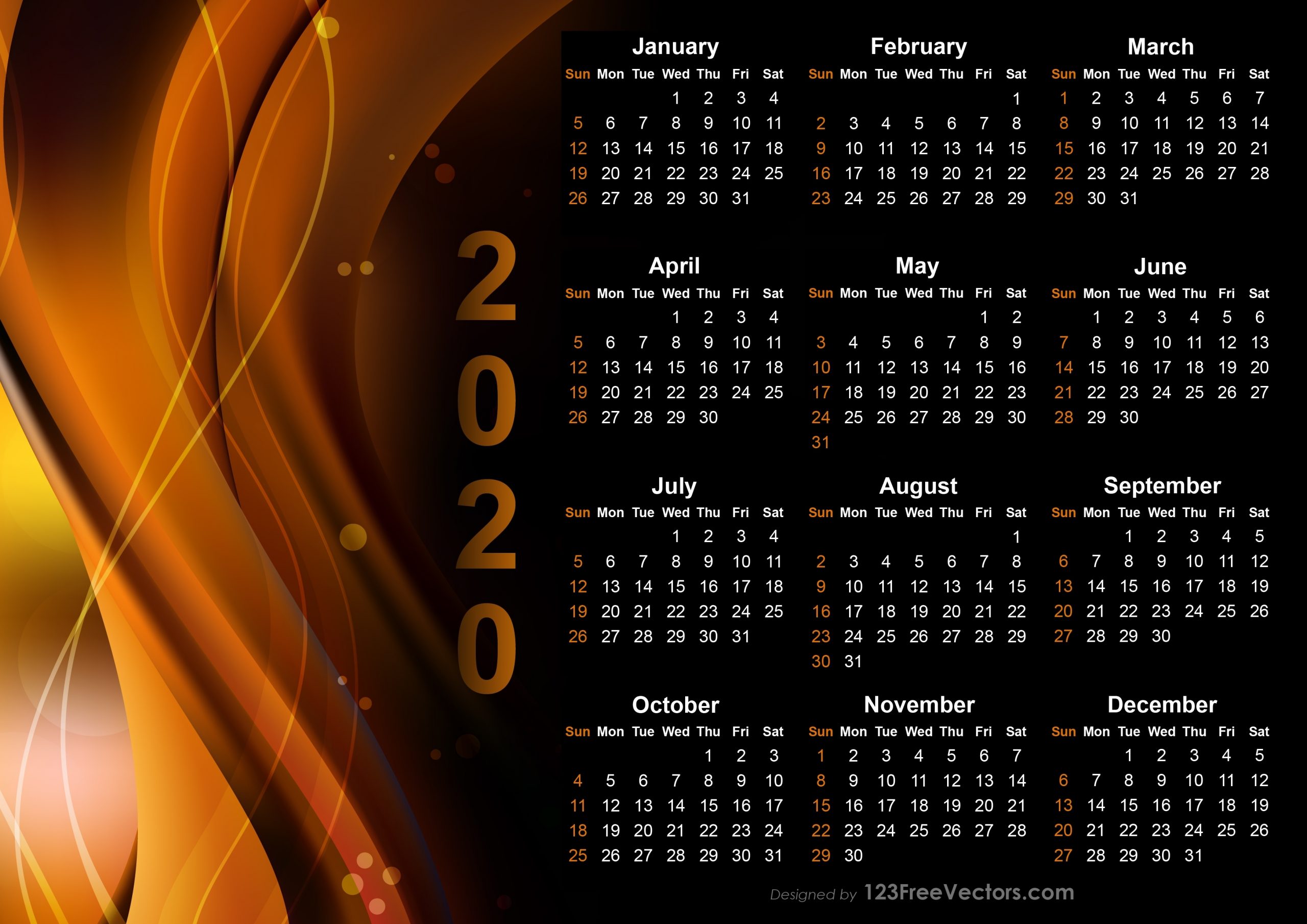 Free Calendar 2020 Design Templates Free Download Free Calendar Background Templates