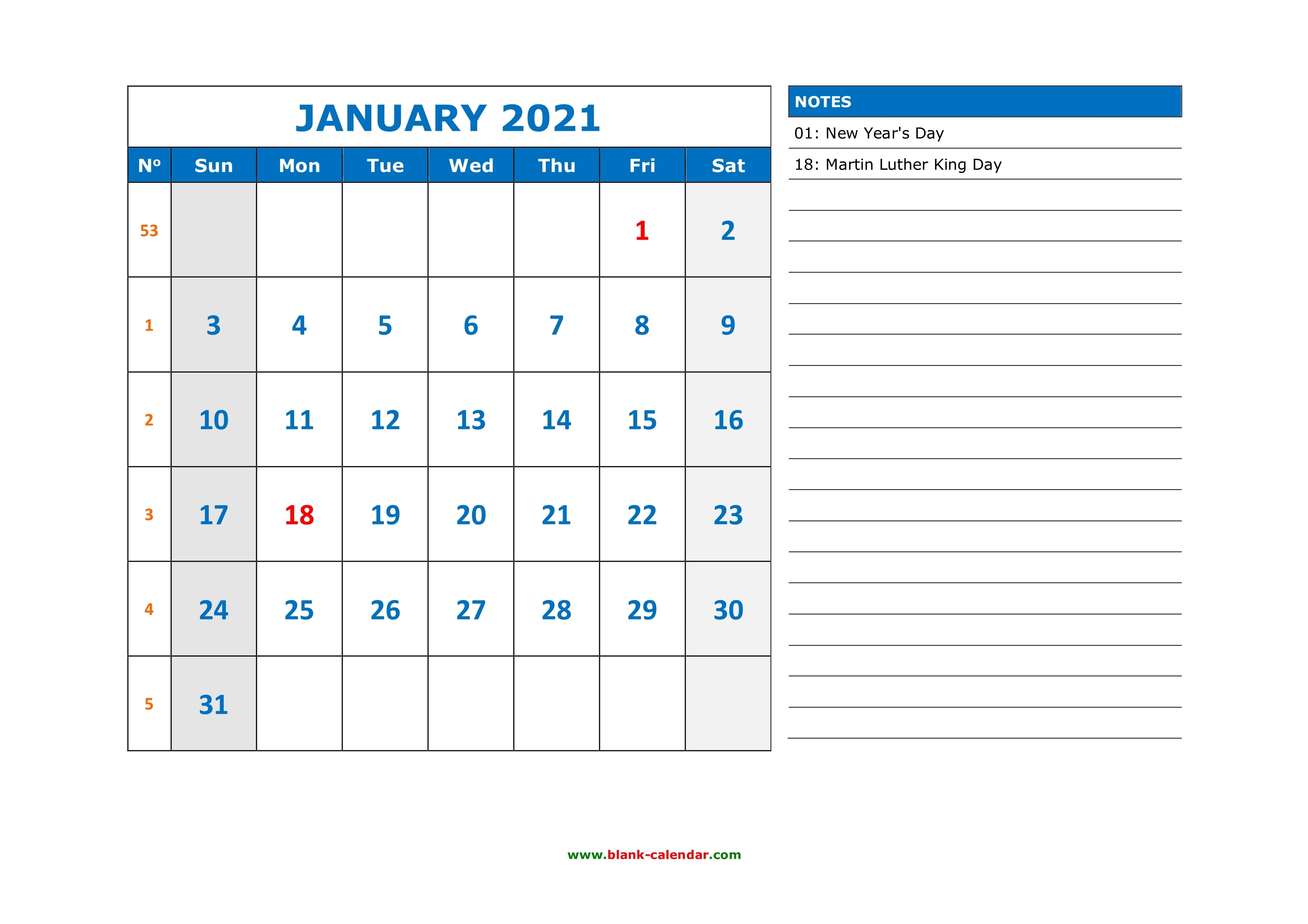 Free Download Printable Calendar 2021, Large Space For Calendar 2021 Appointment Downloadable
