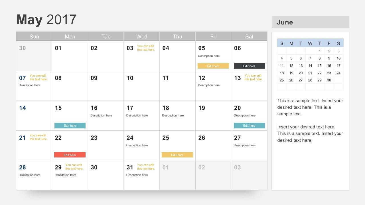 Free Editable Calendar Templates - Slidemodel Calendar Template In Powerpoint