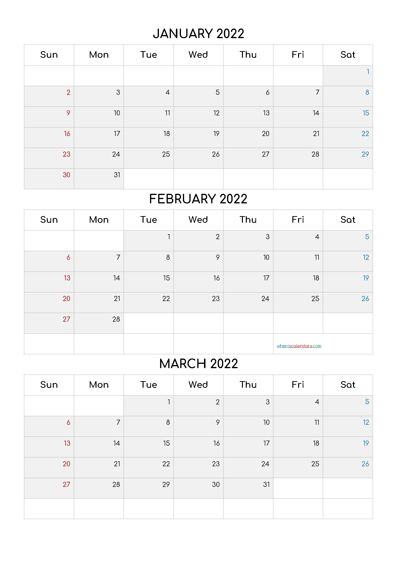 Free January February March 2022 Calendar [Q1-Q2-Q3-Q4 Q4 Calendar 2021