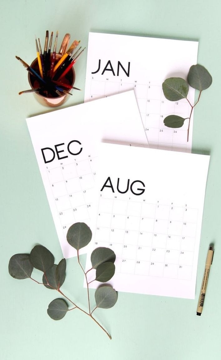 Free Printable Calendar Roundup | 2019 Monthly Templates Free Calendar Background Templates