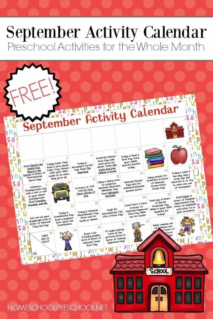 Free Printable Preschool Activity Calendar For September Pre K Calendar Template