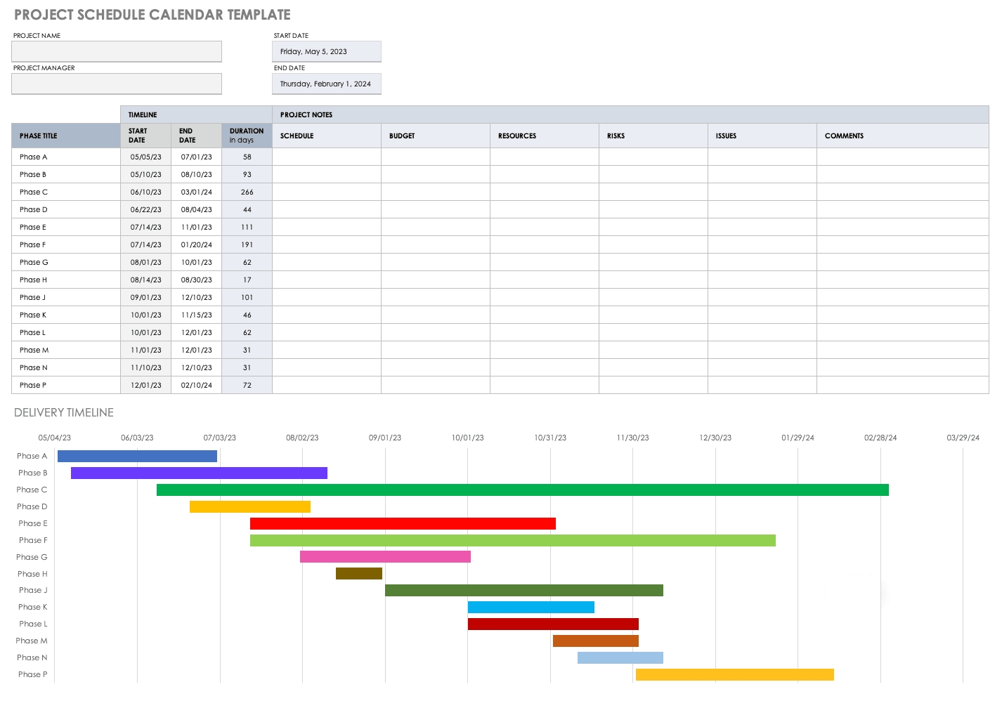 Free Project Calendar Templates | Smartsheet Sprint Calendar Template Excel