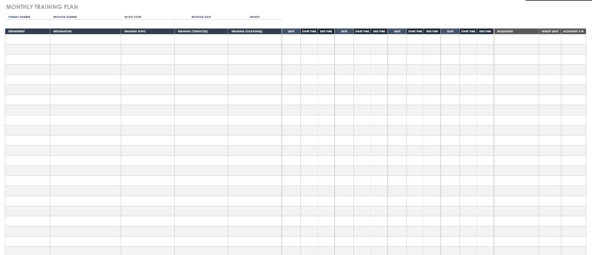 Free Training Plan Templates For Business Use | Smartsheet Training Calendar Template Xls