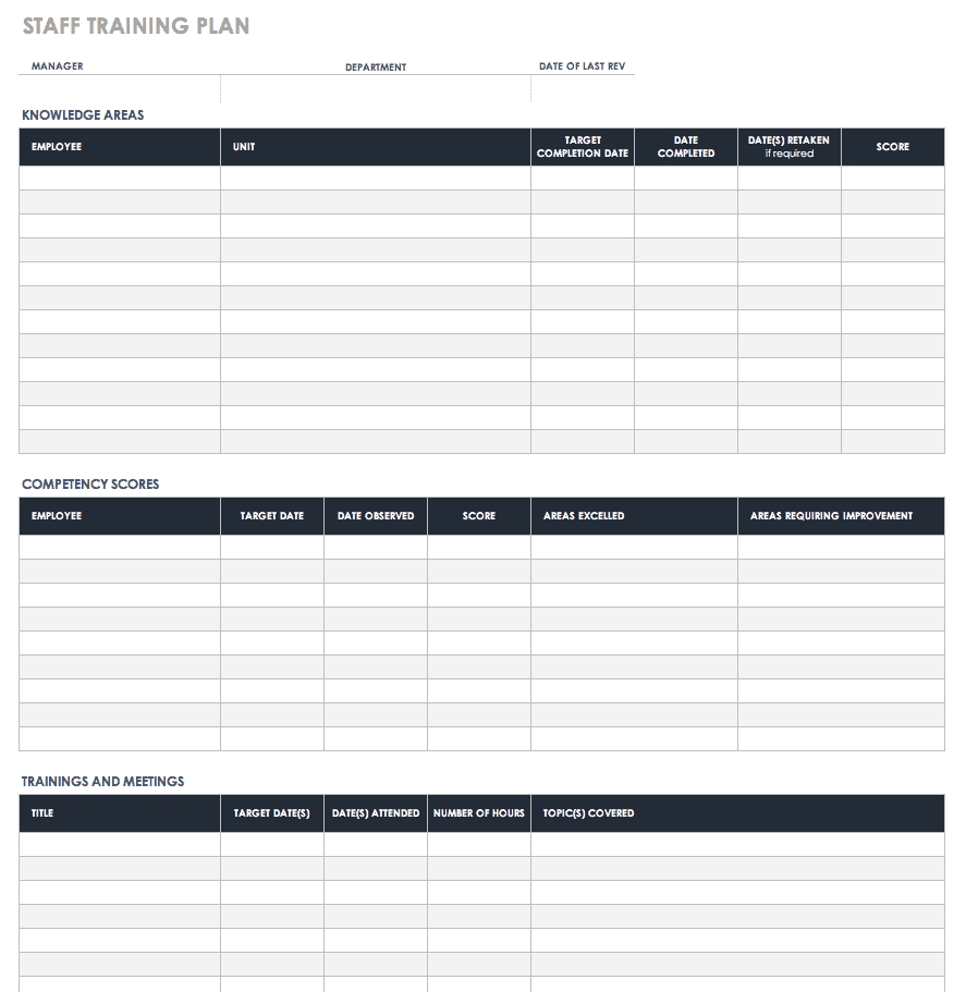 Free Training Plan Templates For Business Use | Smartsheet Training Calendar Template Xls