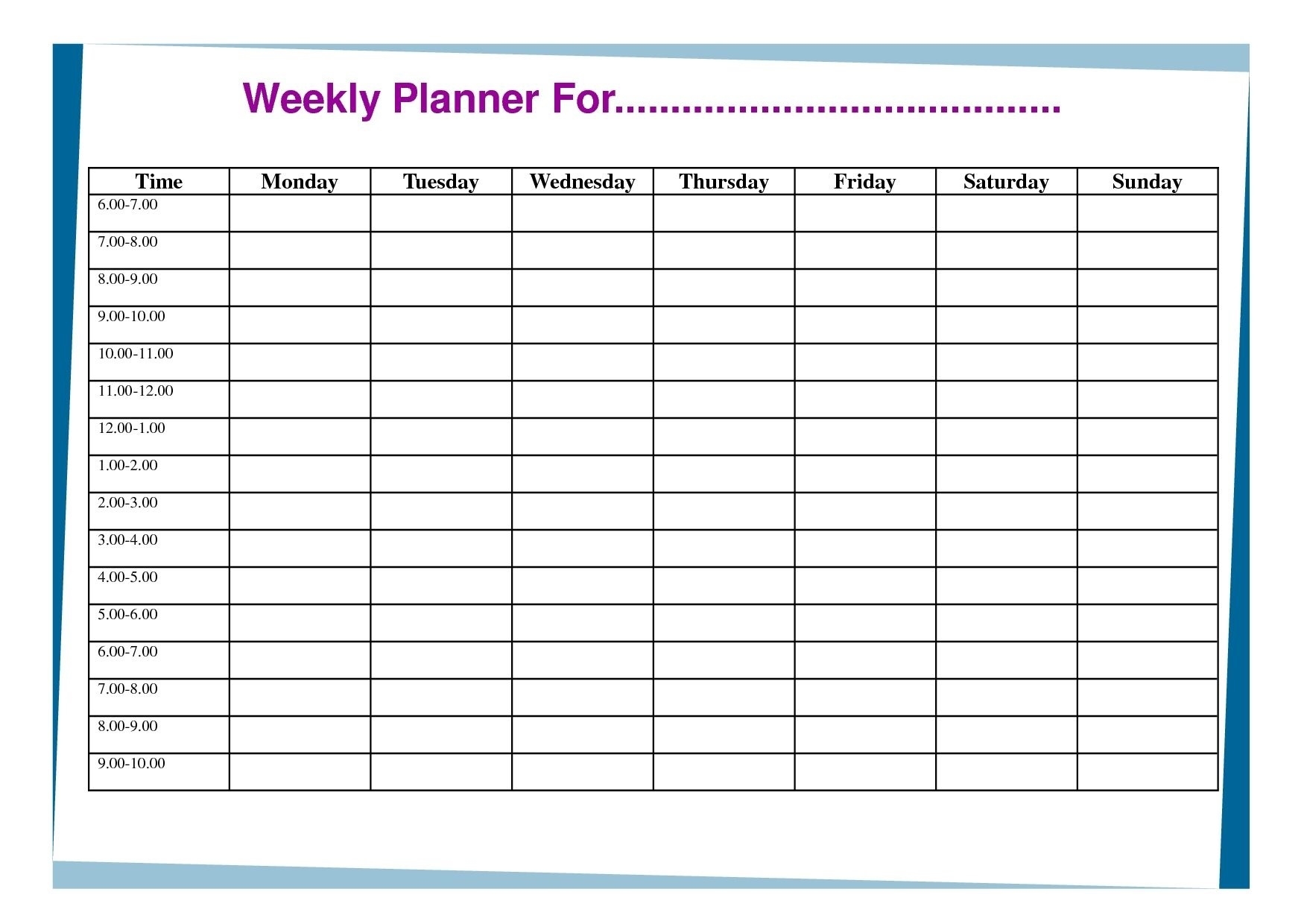 Free Weekly Planner Template | 12 Month Printable Calendar Free 8 Week Calendar Template