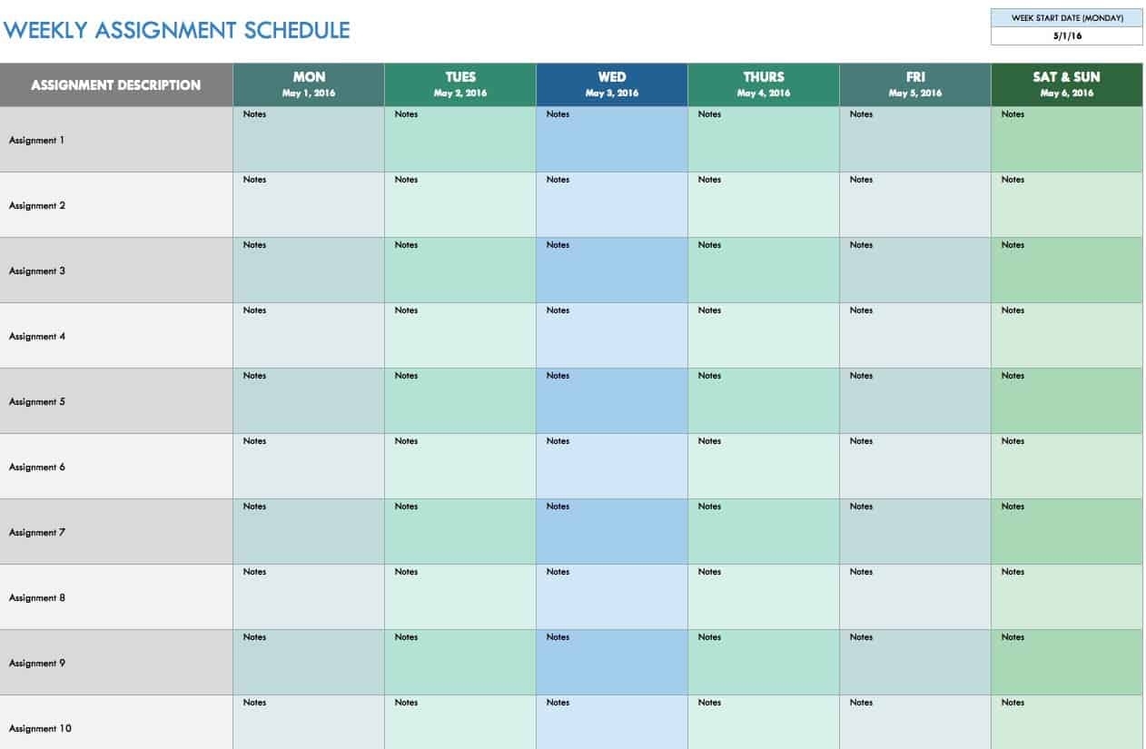 Free Weekly Schedule Templates For Excel - Smartsheet 6 Week Calendar Template