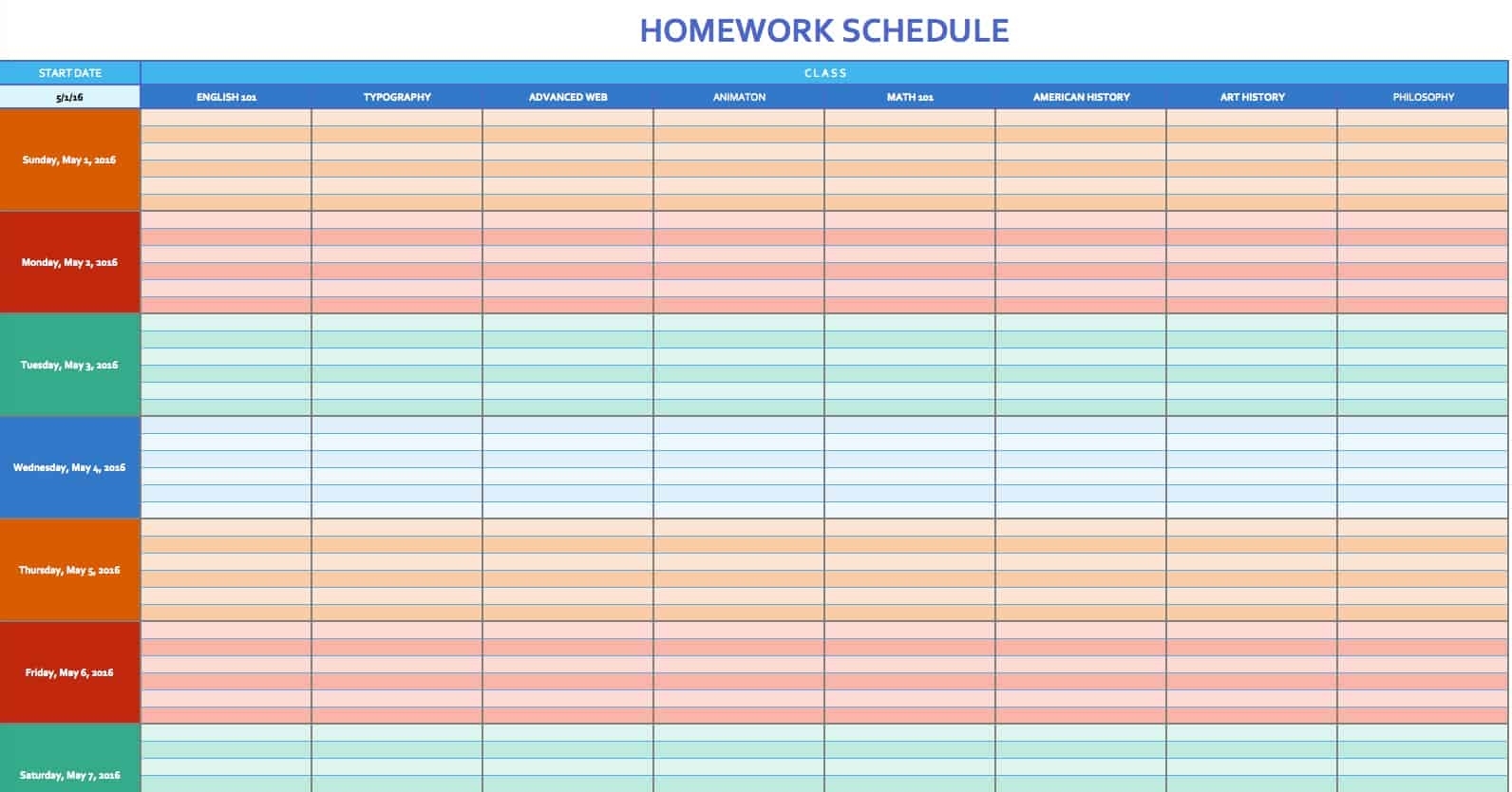 Free Weekly Schedule Templates For Excel - Smartsheet 7 Day Calendar Template Excel