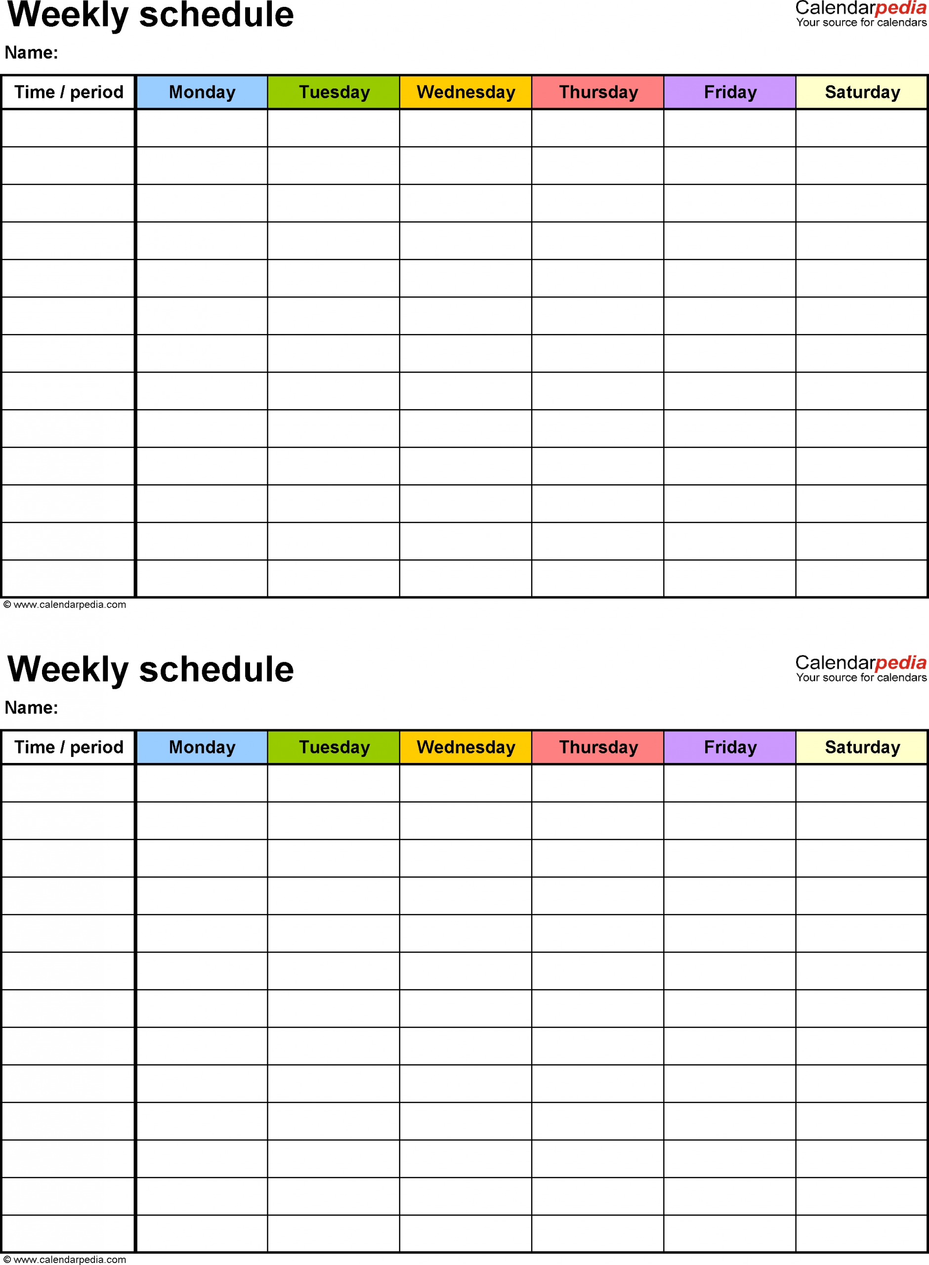 Free Weekly Schedule Templates For Word - 18 Templates 9 Day Calendar Template
