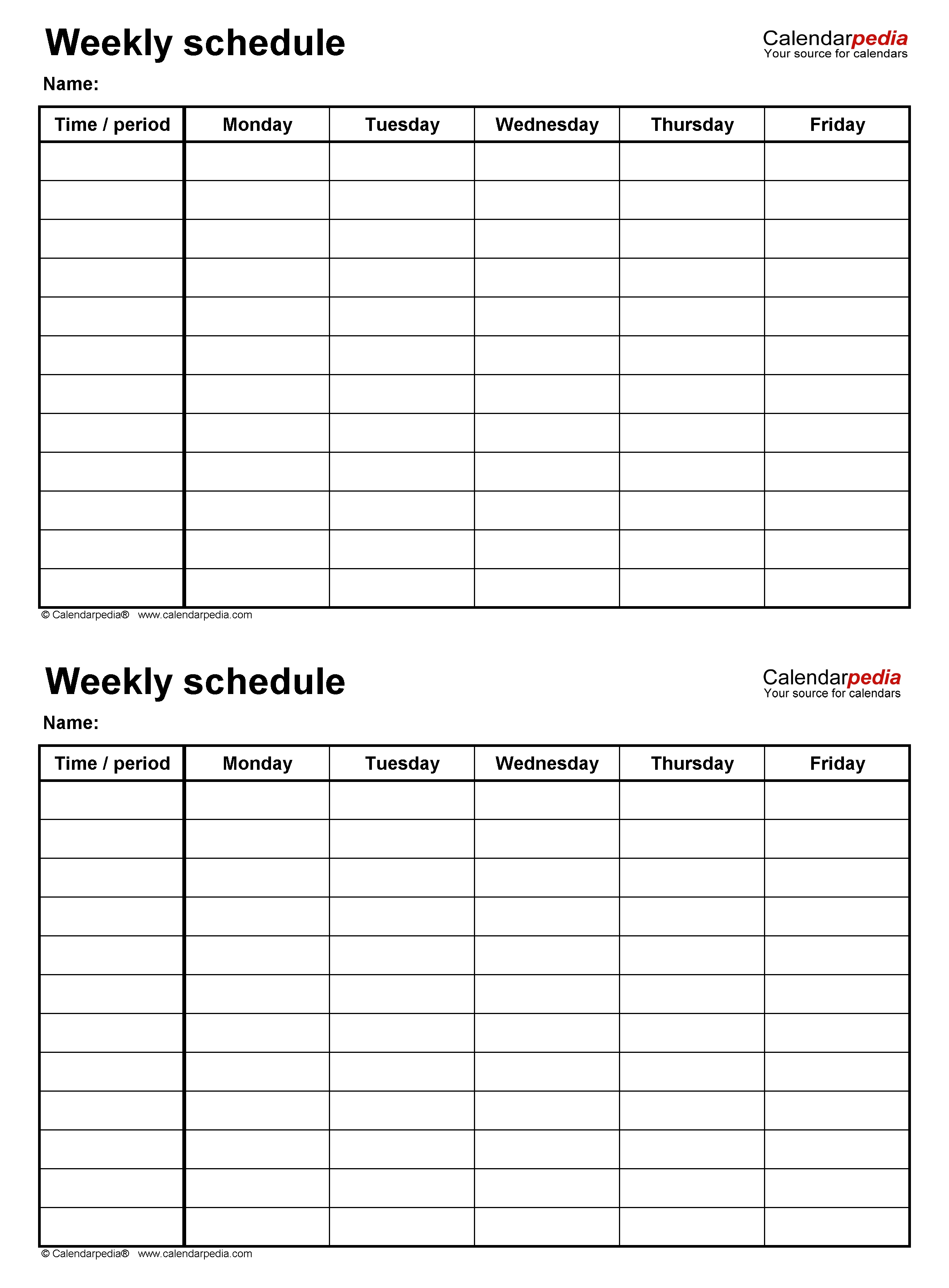 Free Weekly Schedules For Excel - 18 Templates Calendar Template 4 Weeks