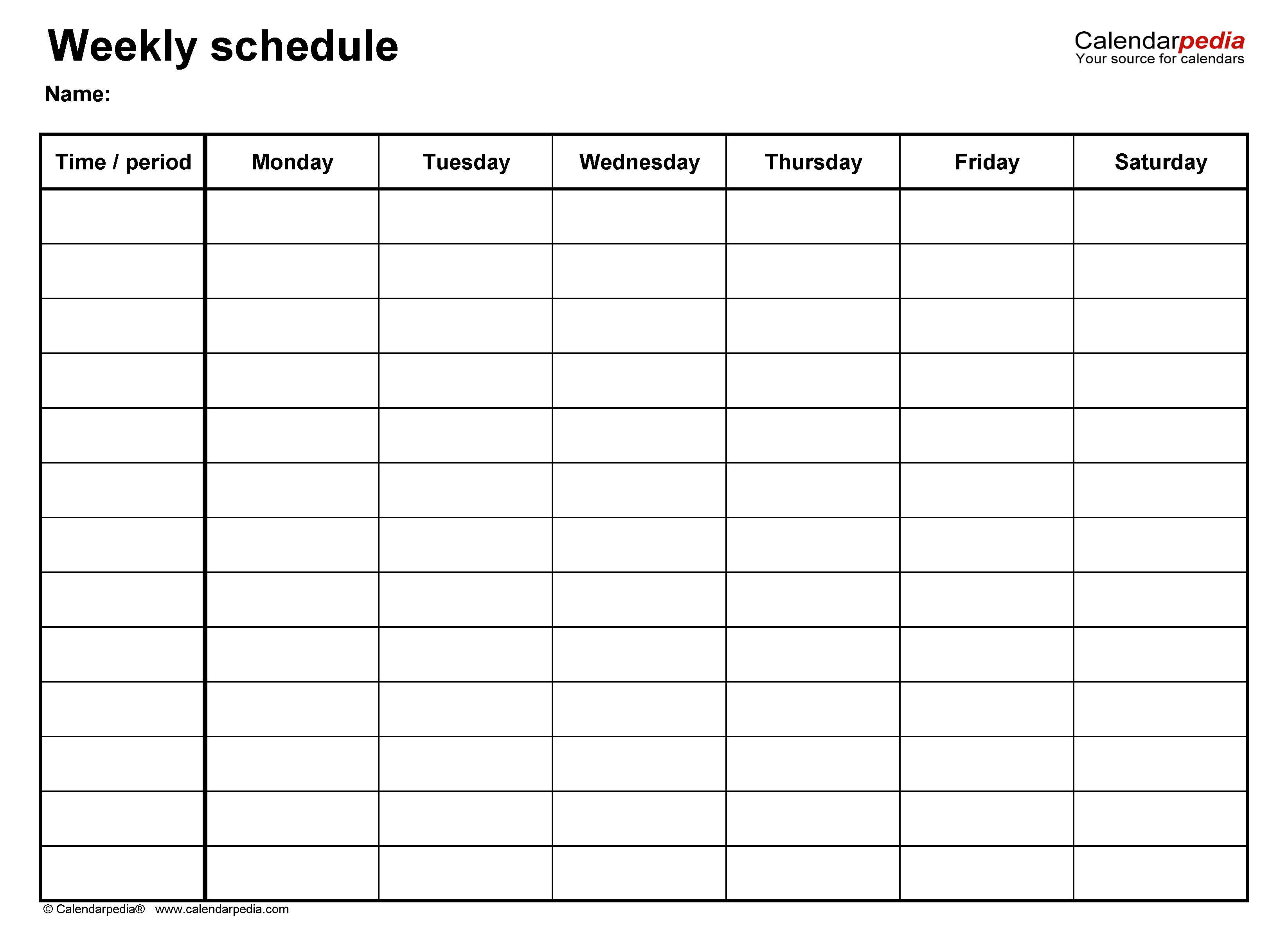 Free Weekly Schedules For Excel - 18 Templates Calendar Template 6 Weeks