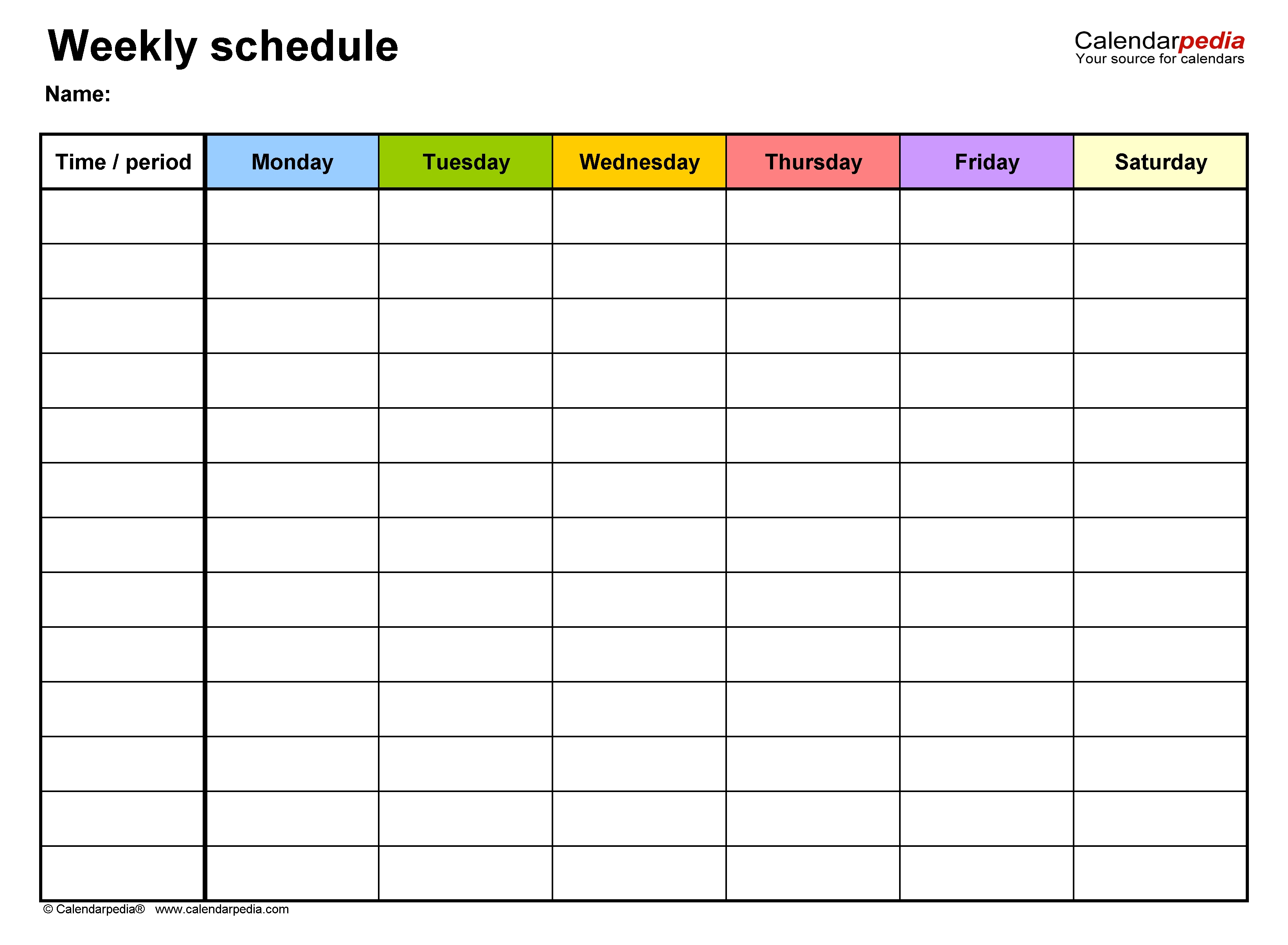 Free Weekly Schedules For Excel - 18 Templates Calendar Template Excel 2007