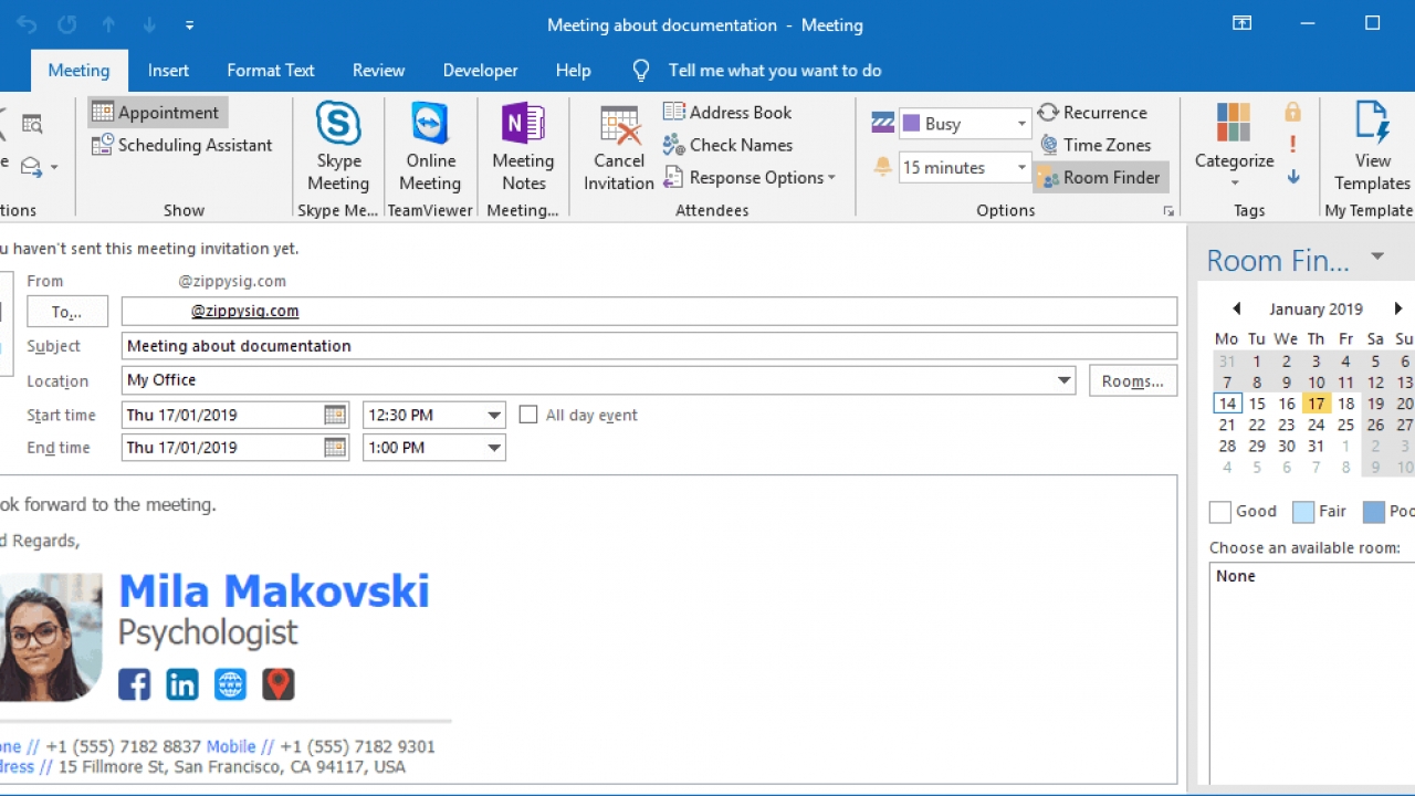 How To Automatically Insert Email Signatures Into Outlook Calendar Meeting Request Template