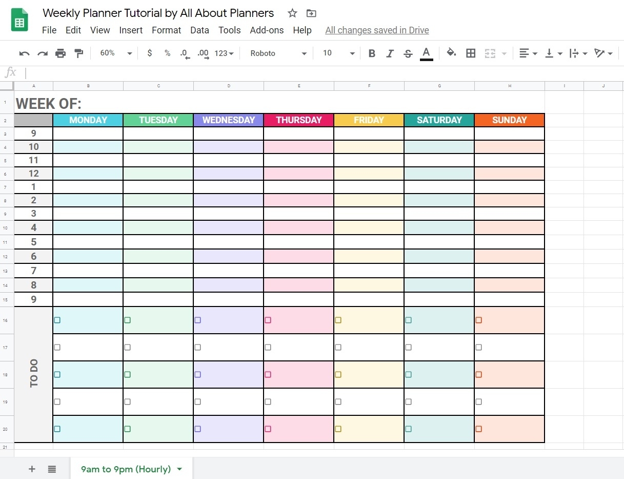 How To Make A Weekly Planner Using Google Sheets (Free Calendar Template On Google Sheets