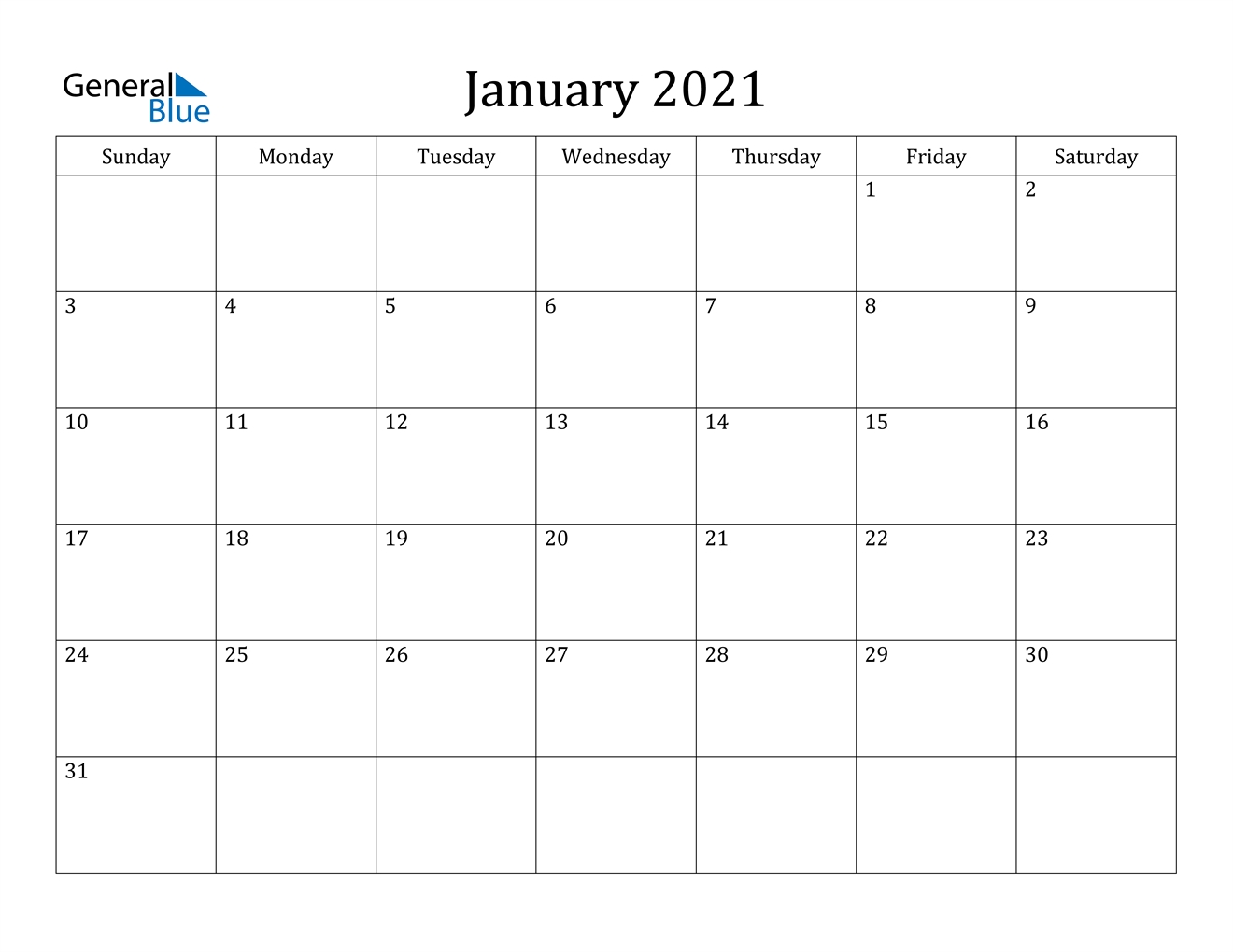 January 2021 Calendar - Pdf Word Excel 2021 Writable Calendars By Month