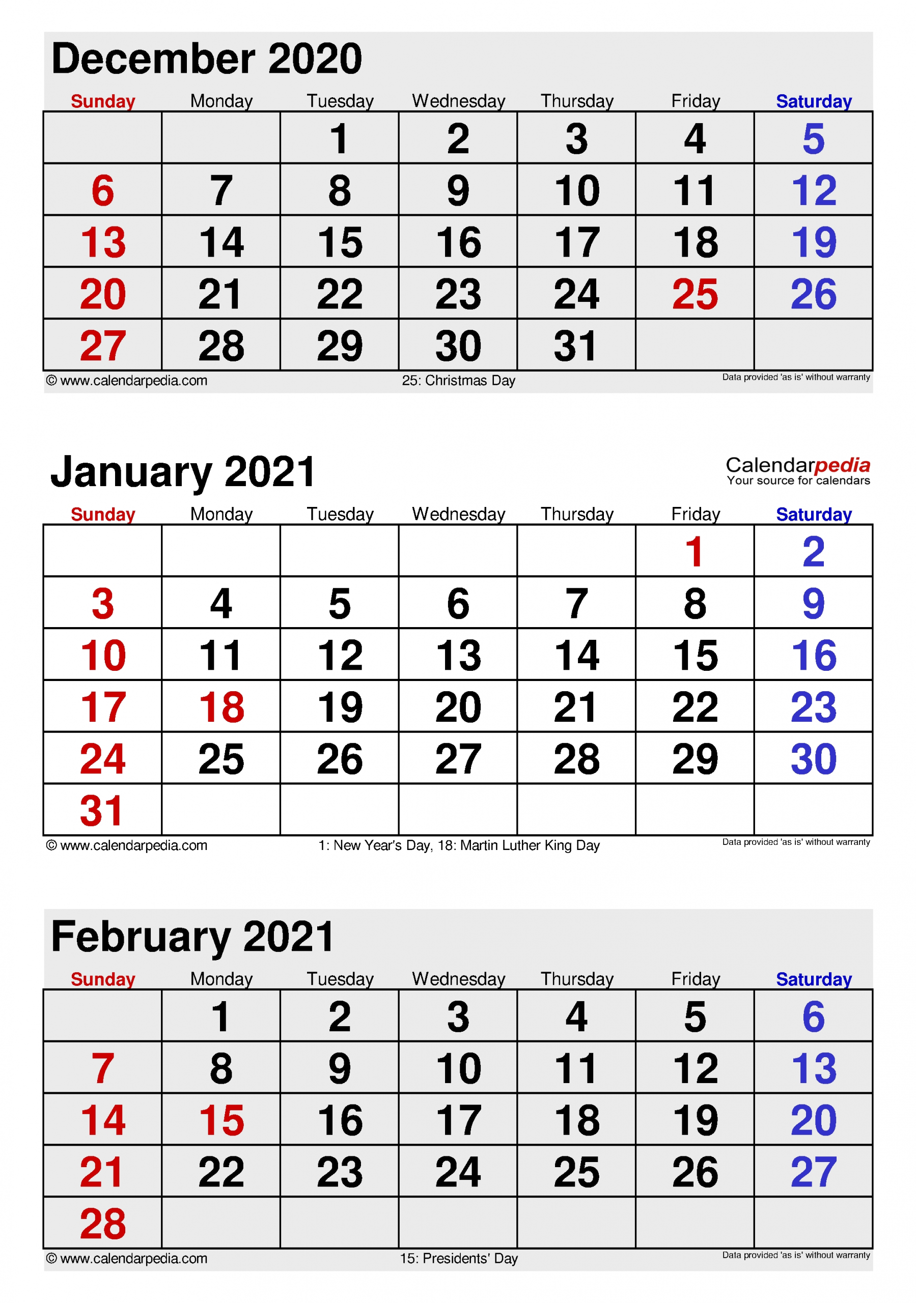 January 2021 Calendar | Templates For Word, Excel And Pdf 3 Month Editable Calendar 2021