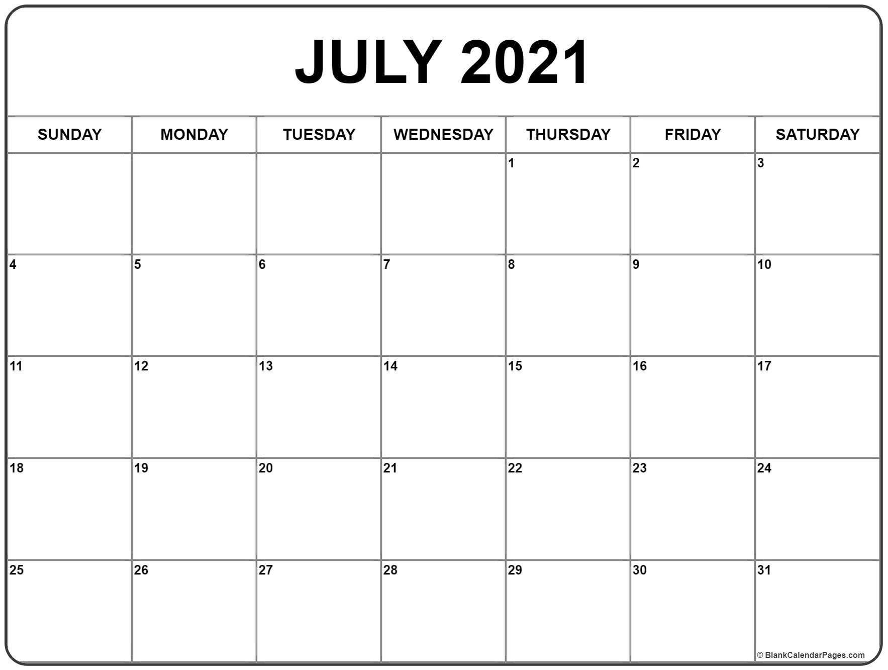 July 2021 Calendar | Free Printable Monthly Calendars Calendar 2021 Appointment Downloadable