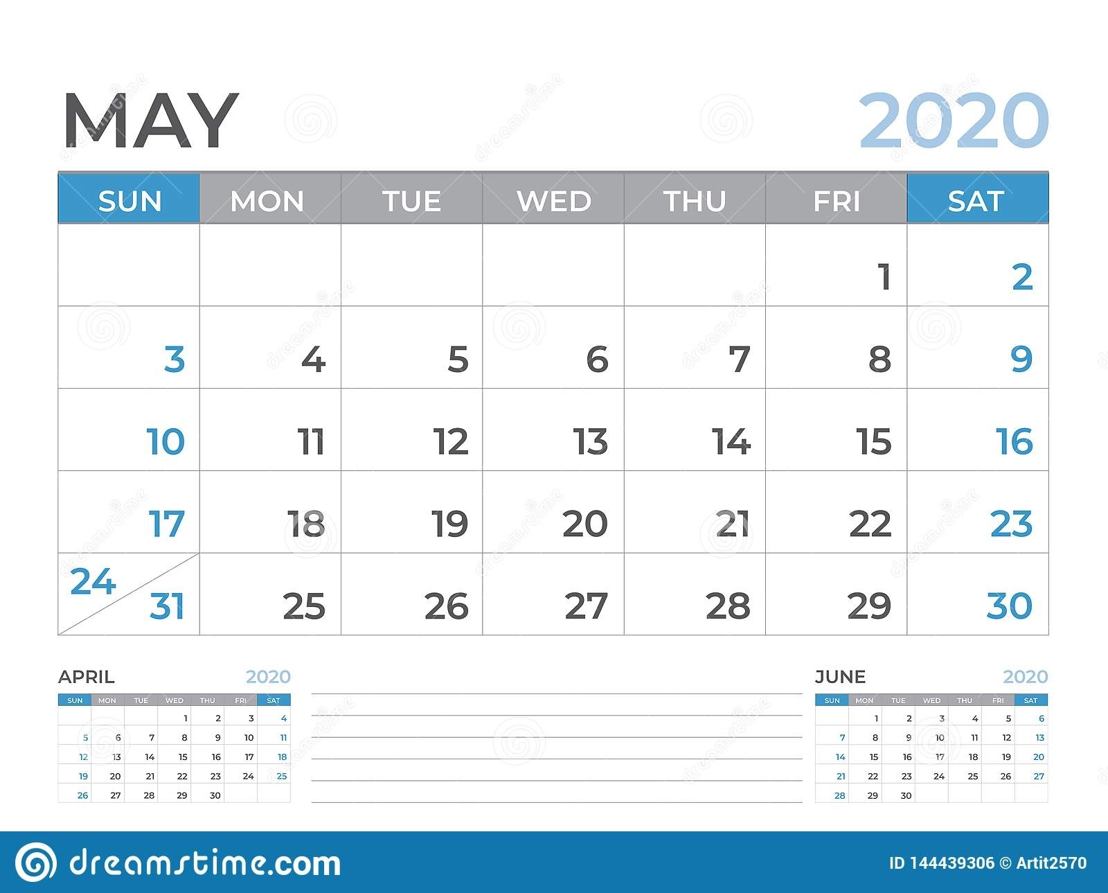 May 2020 Calendar Template, Desk Calendar Layout Size 8 X 6 6 X 9 Calendar Template