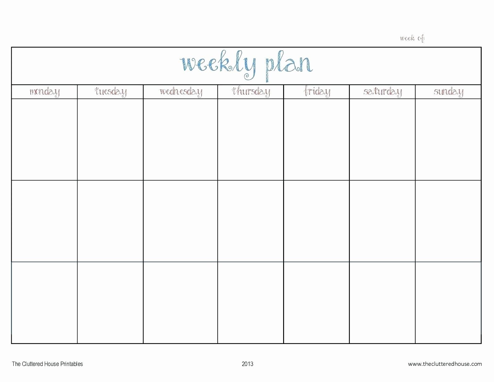 Monday Through Friday Schedule Template Unique Week Calendar Calendar Template Monday Through Sunday