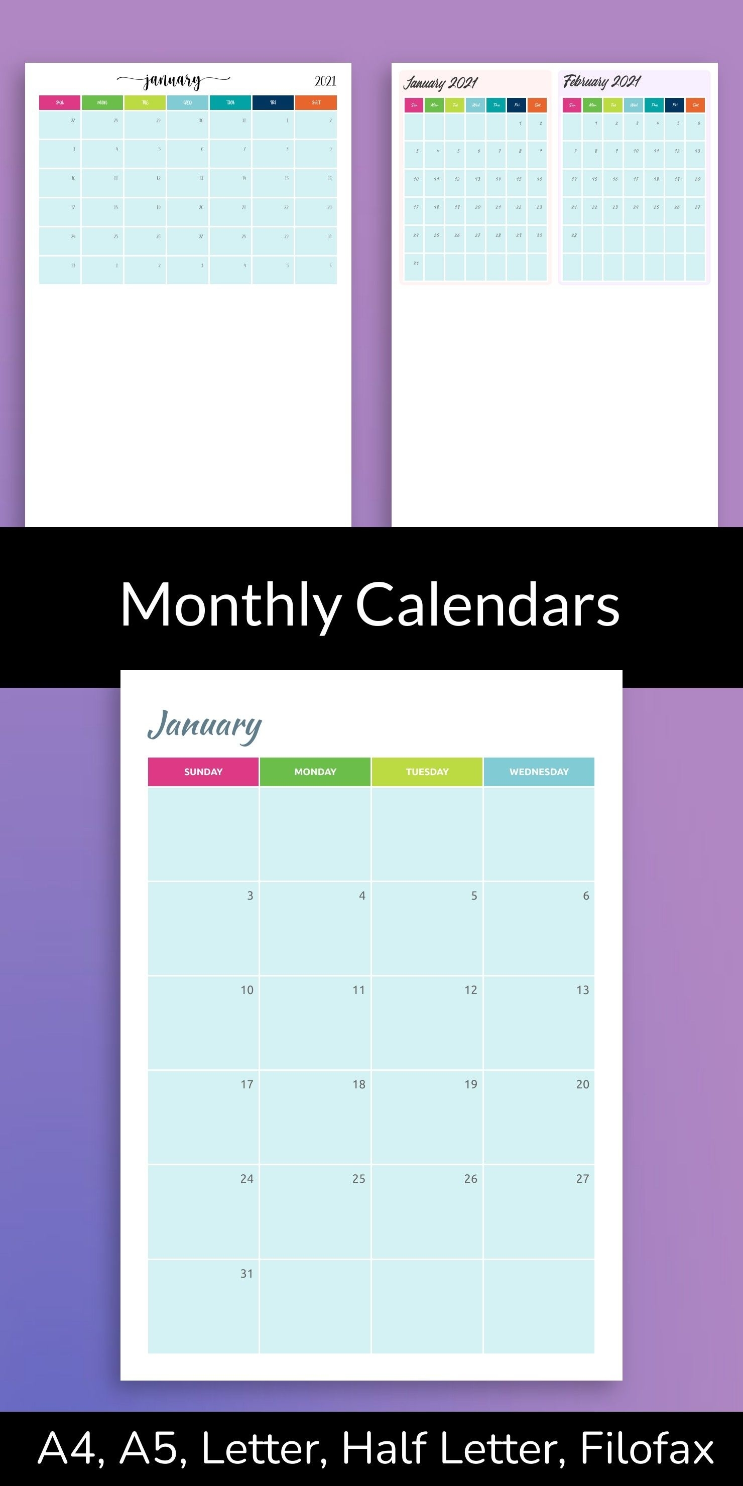 Monthly Calendars, 18 Month Calendar, Month Calendar Calendar Template Date Range