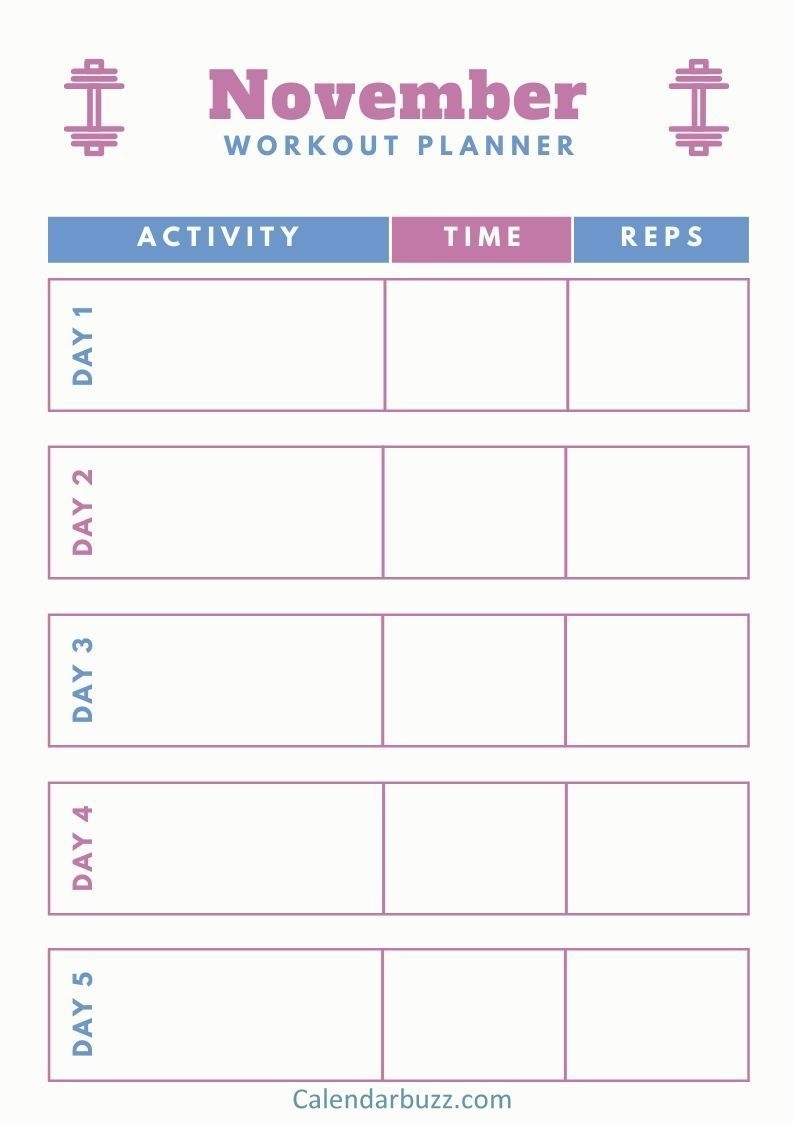 November 2019 Printable Daily, Weekly, Monthly Planners Apex 5 Calendar Template