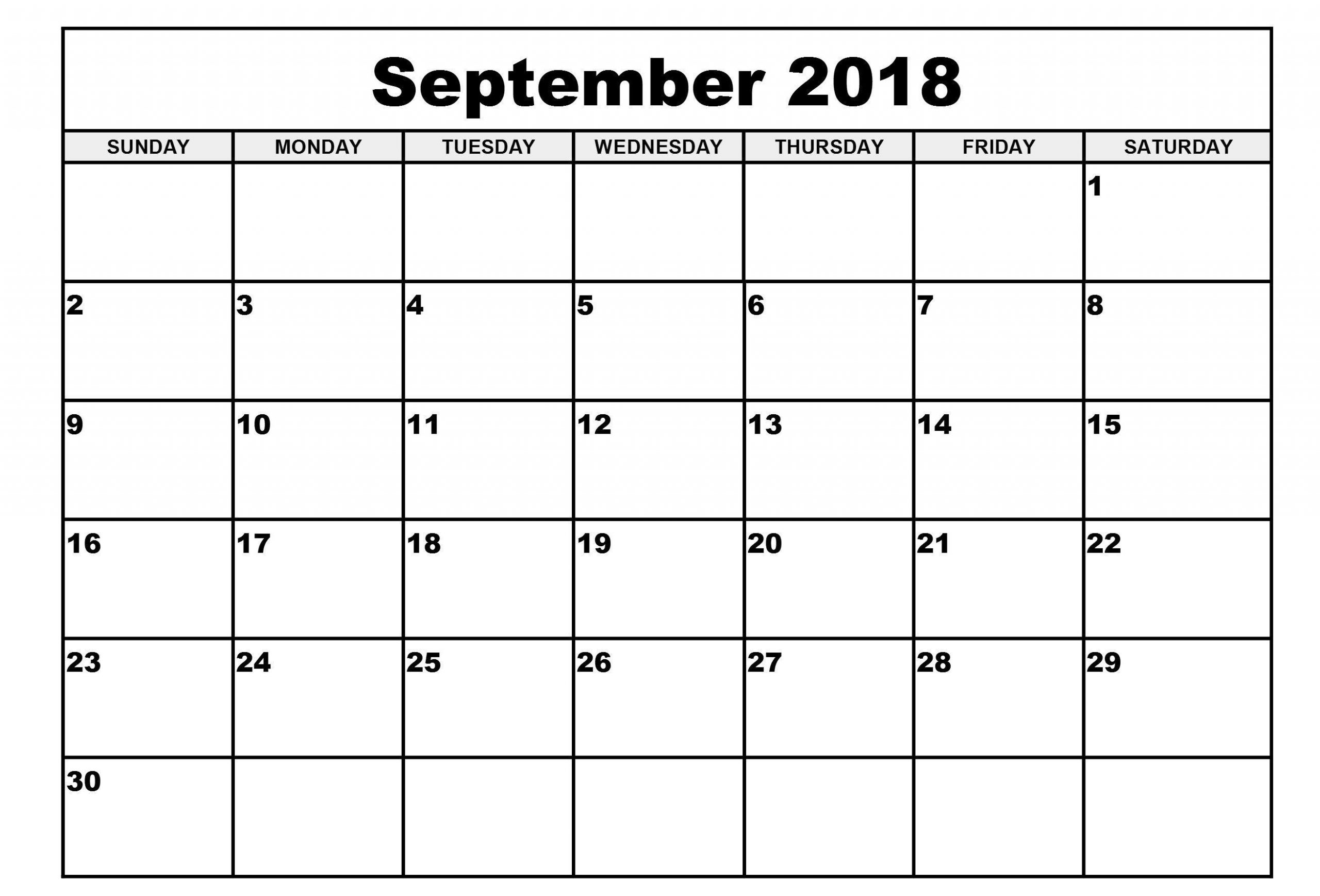 Online Calendar September 2018 Printable Pdf | Free Free Calendar Online Template