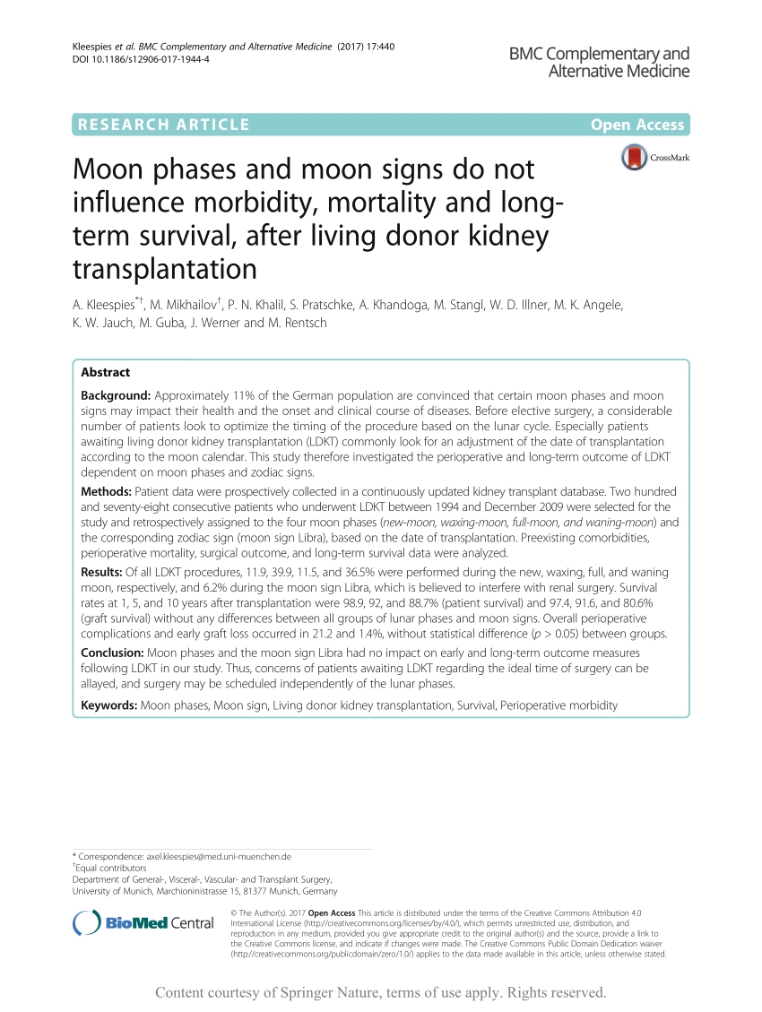 (Pdf) Moon Phases And Moon Signs Do Not Influence Zodiac Calendar For Surgery
