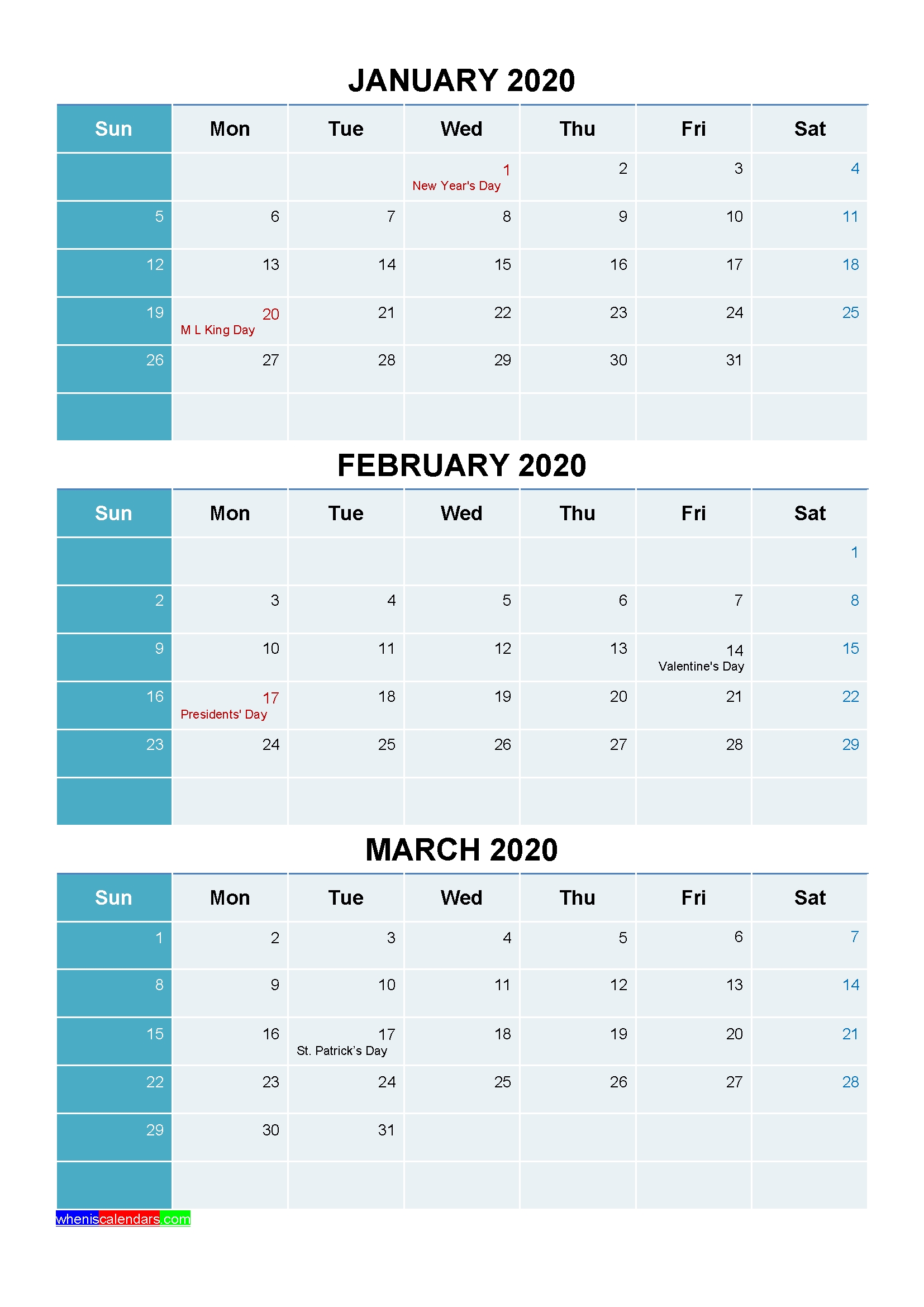 Plan For A Successful 2020 With Printable Calendar 2020 | By 3 Month Calendar 2021