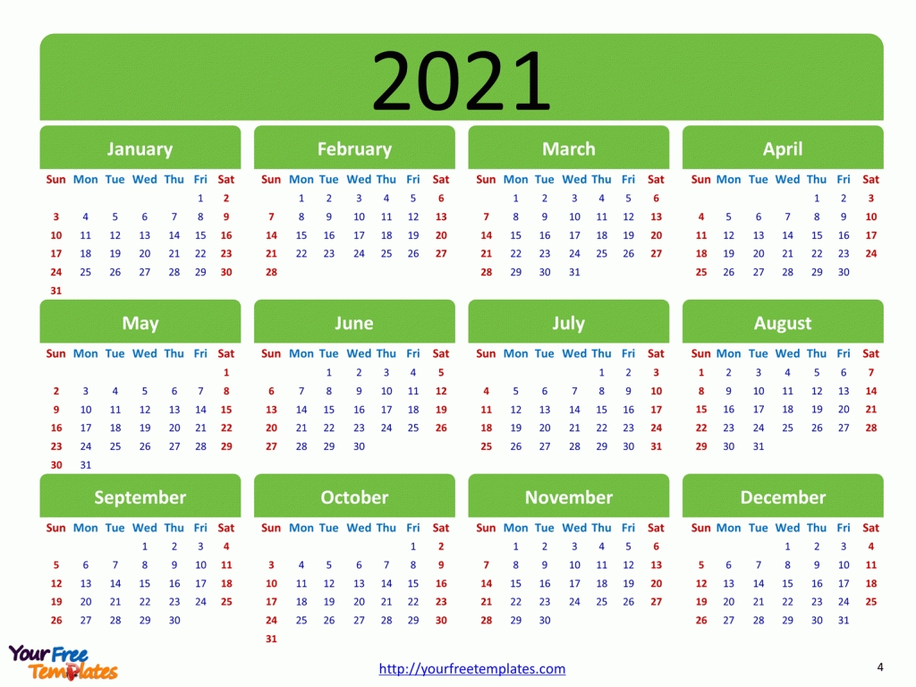 Printable Calendar 2021 Template - Free Powerpoint Templates 2021 Writable Calendars By Month