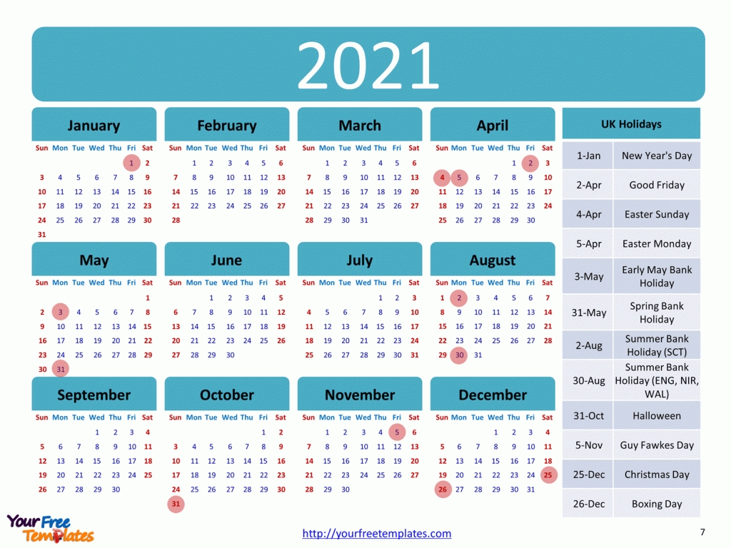 Printable Calendar 2021 Template - Free Powerpoint Templates Free Uk Calendar Templates