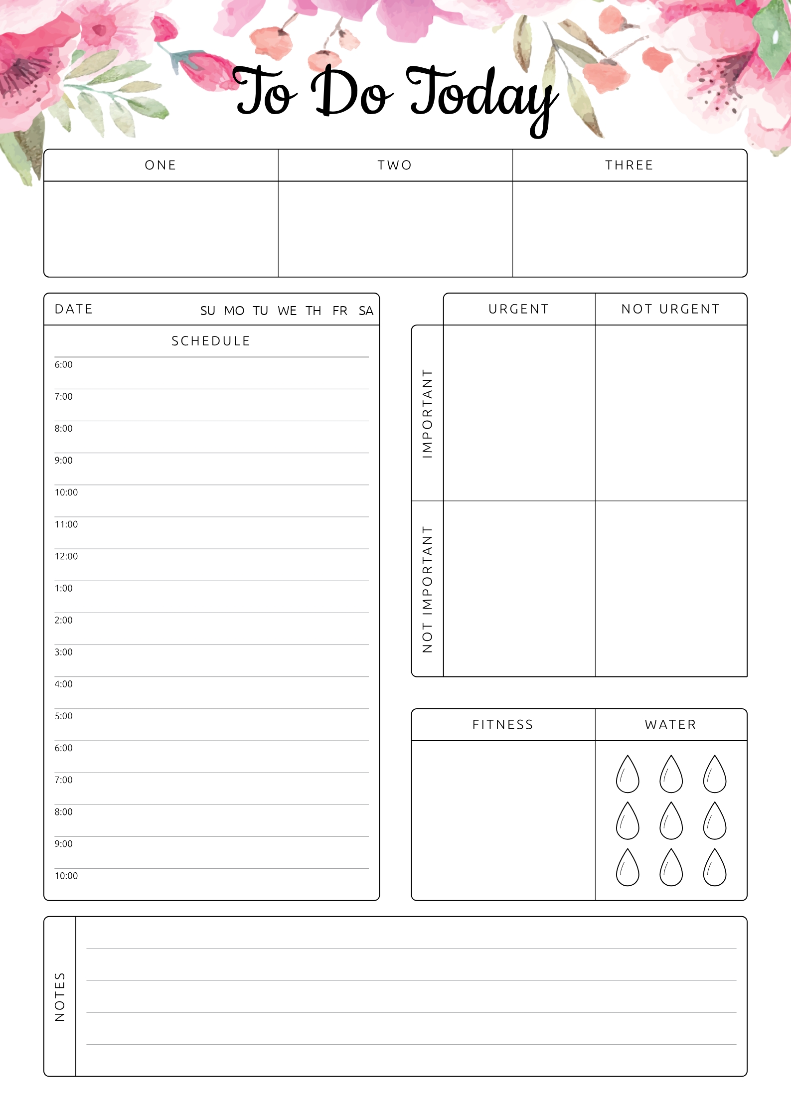 Printable To Do Today Pdf Download | Planner Pages, Planner Calendar Template On Pages