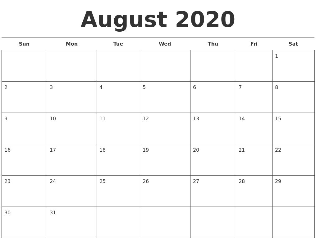 Remarkable 2020 Calendar Template Calendarlabs | Free Calendar Template At Calendarlabs
