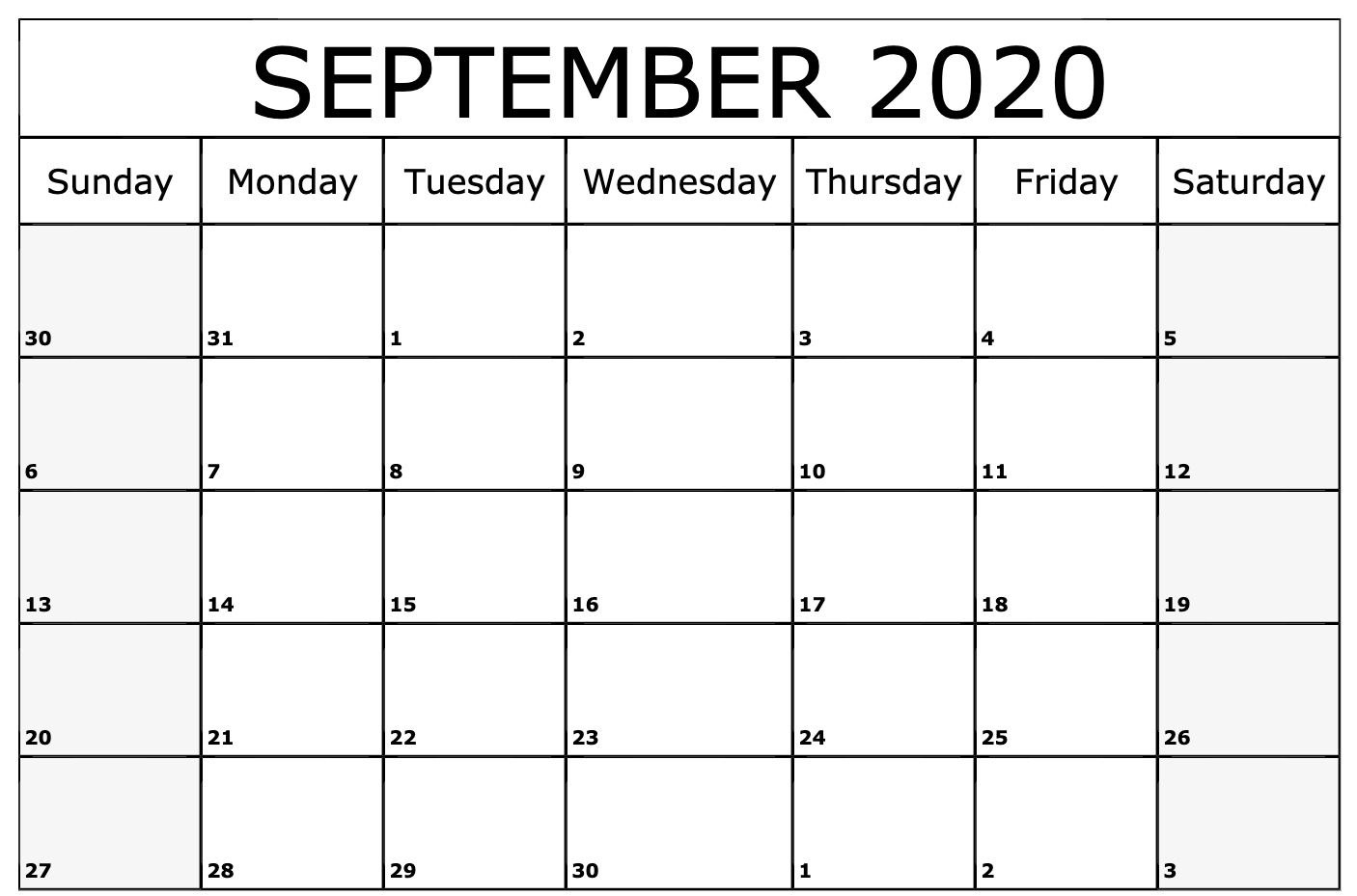 September 2020 Calendar Printable Template | Calendar Free Calendar Online Template