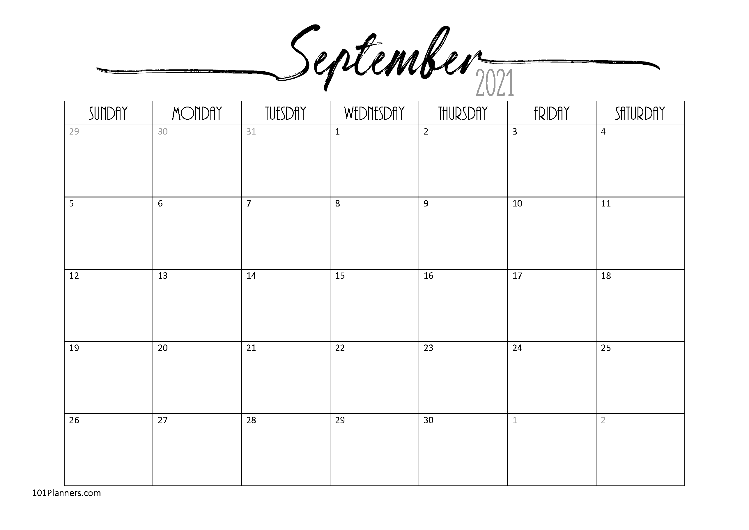 September 2021 Calendar Free Calendar Online Template