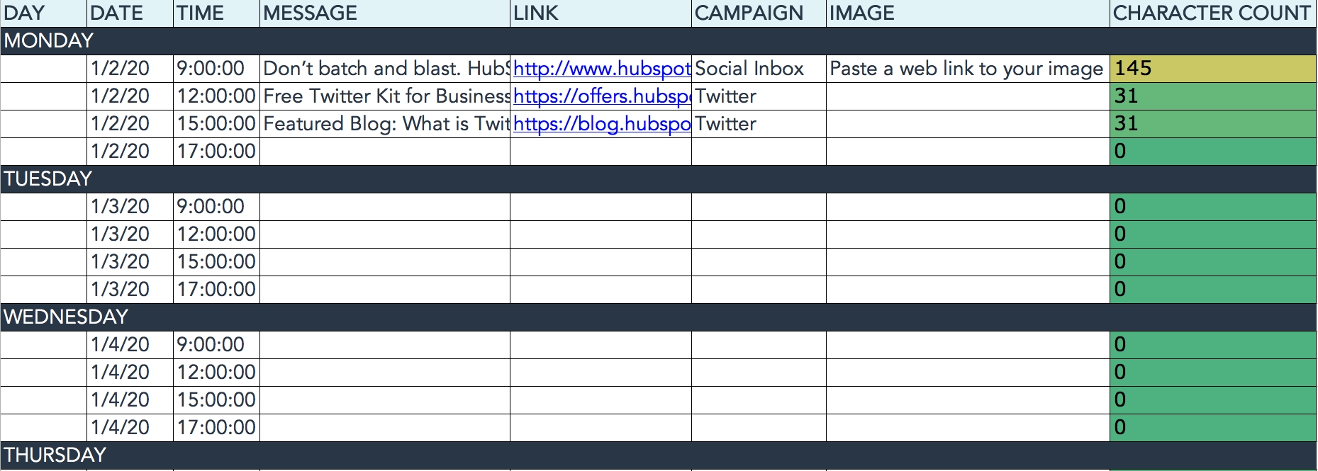 The Social Media Content Calendar Template Every Marketer Content Calendar Template Hubspot