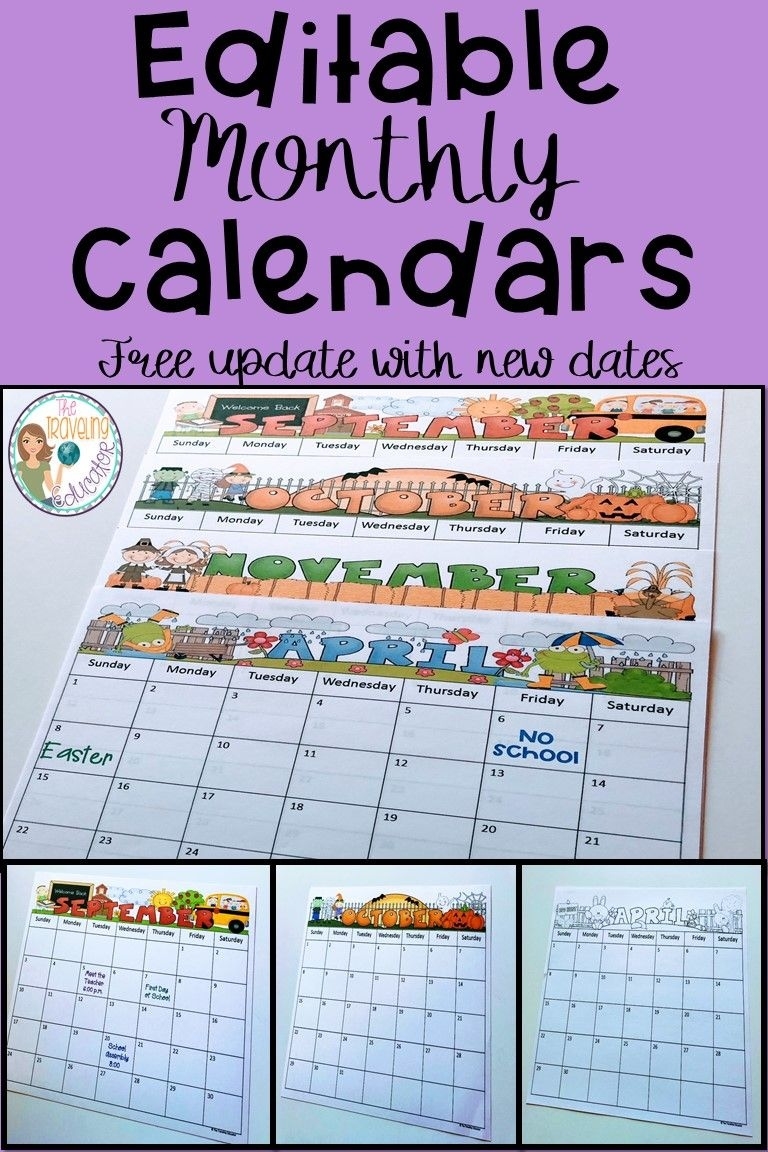 These Monthly Calendars Make It Easier For Teachers To Stay Snack Calendar Template Kindergarten